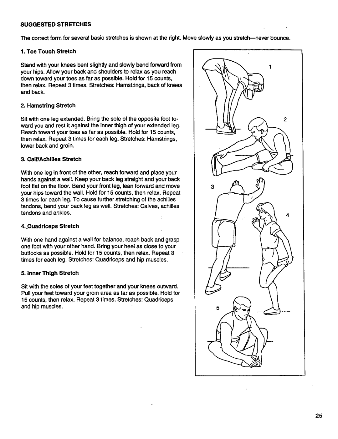 Healthrider 831.299301 manual Suggested Stretches 