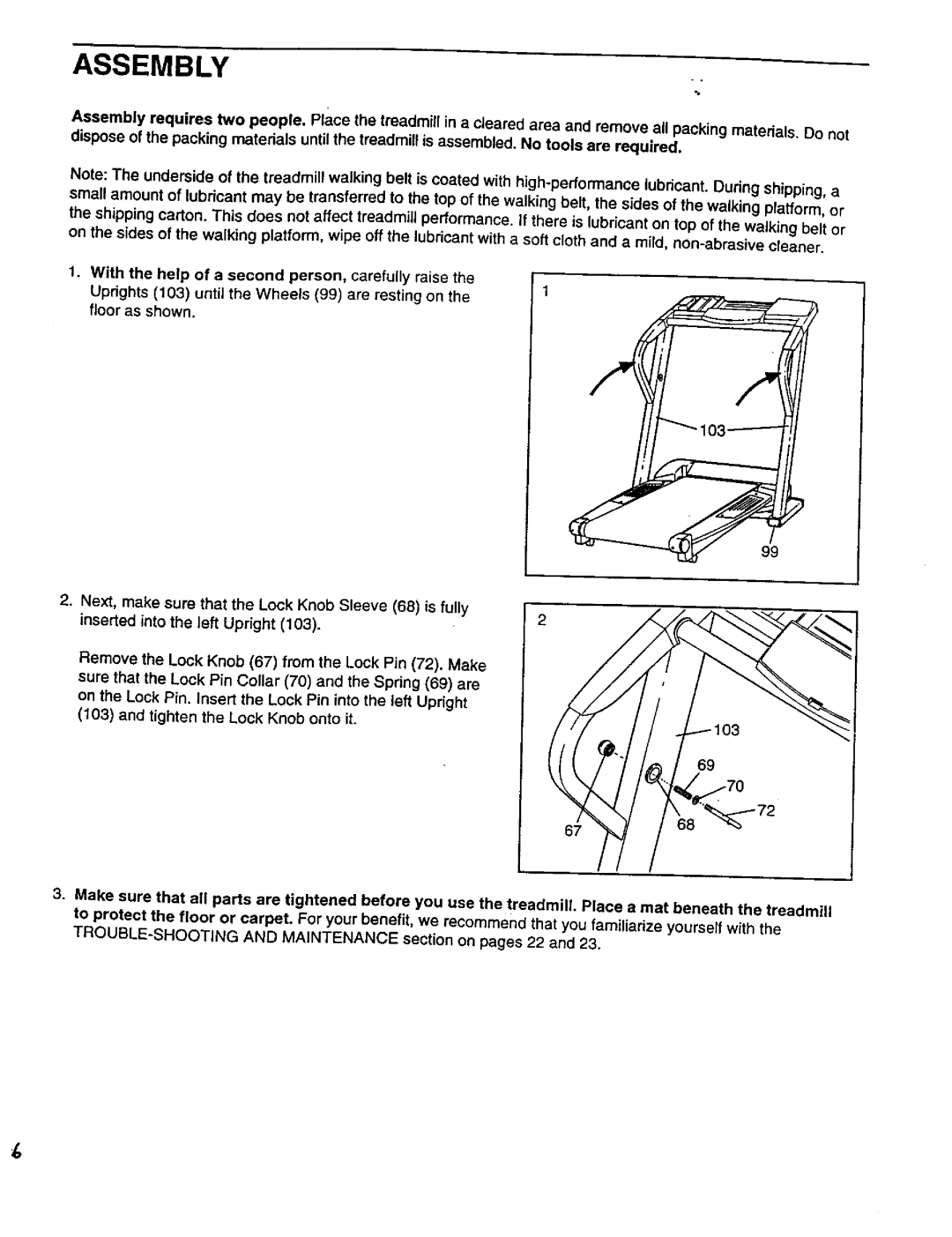 Healthrider 831.299301 manual Assembly 