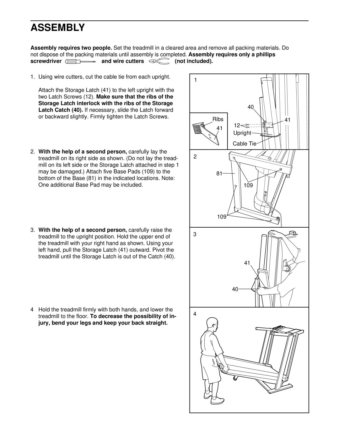 Healthrider DRTL25060 manual Assembly, Screwdriver and wire cutters not included 