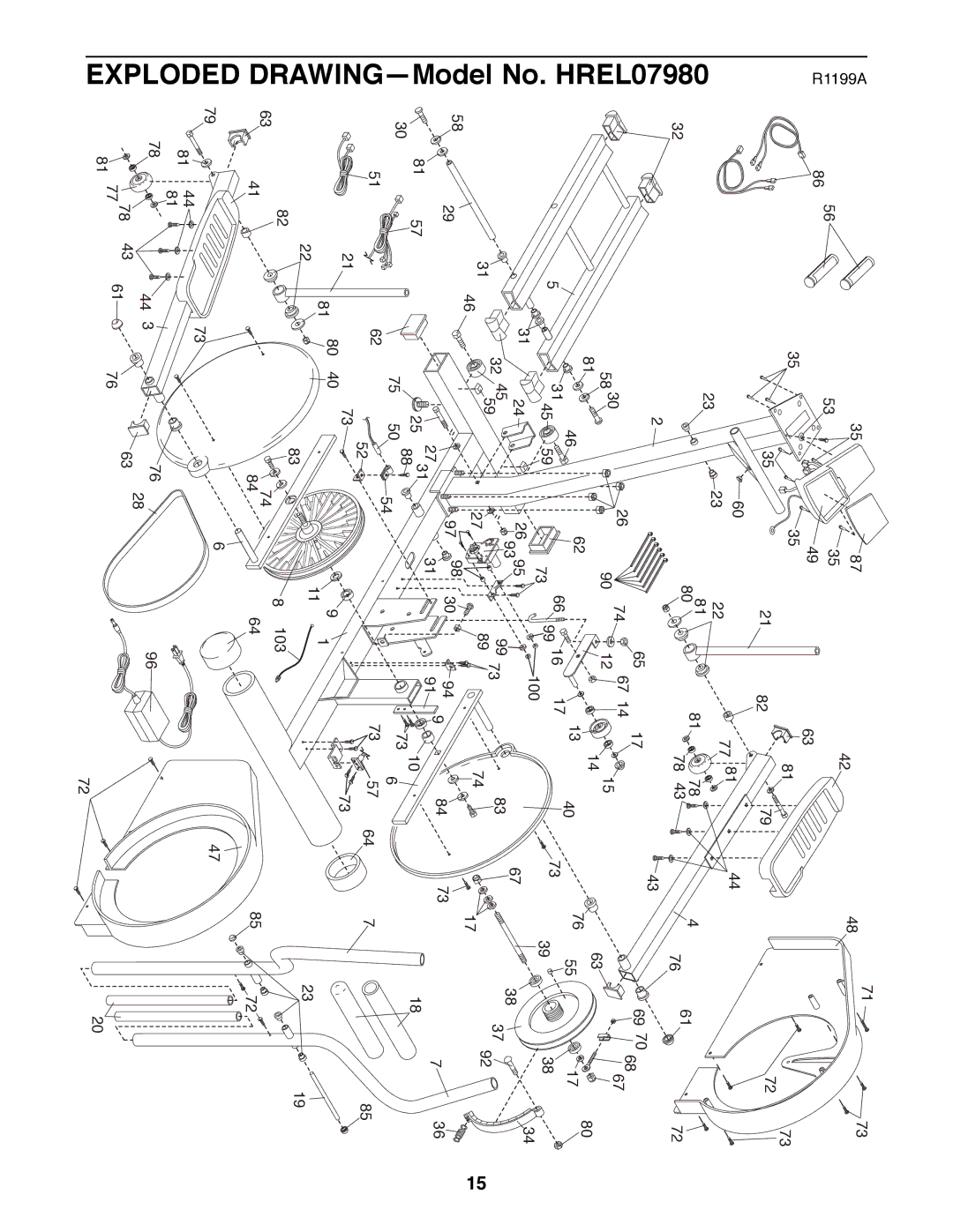 Healthrider E 530 manual EXPLODEDDRAWINGÑModelHREL07980No 