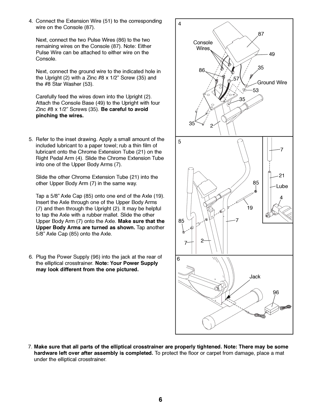 Healthrider E 530 manual Pinching the wires, Upper Body Arms are turned as shown. Tap another 