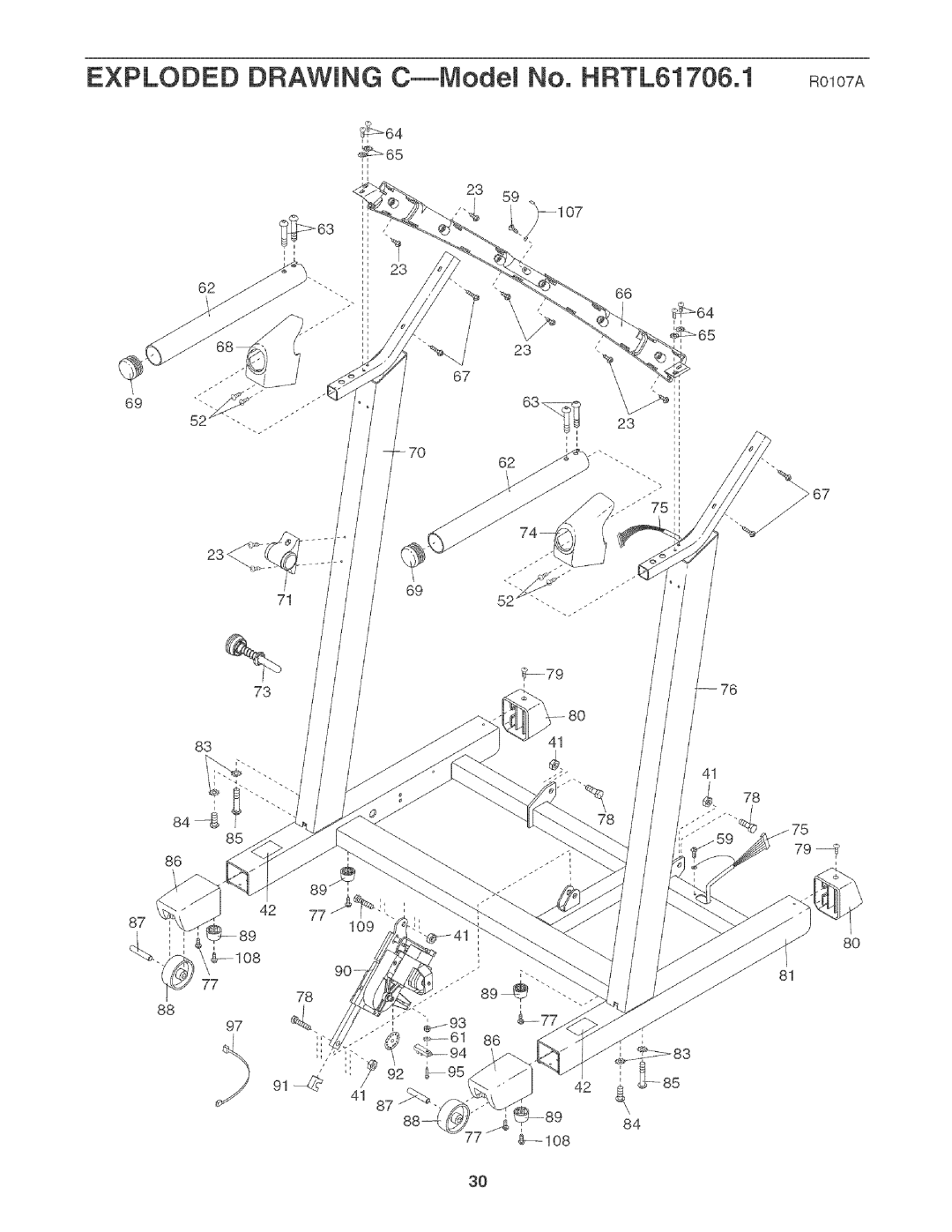 Healthrider H450I manual Exploded Drawing C--Model No. HRTL61706.1 Rolo7A 