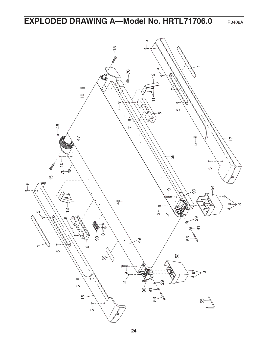 Healthrider H500i manual Exploded Drawing A-Model No. HRTL71706.0 R0408A 