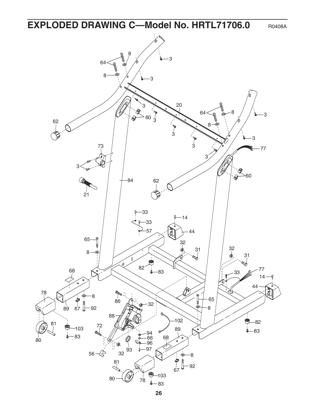 Healthrider H500i manual Exploded Drawing C-Model No. HRTL71706.0 R0408A 