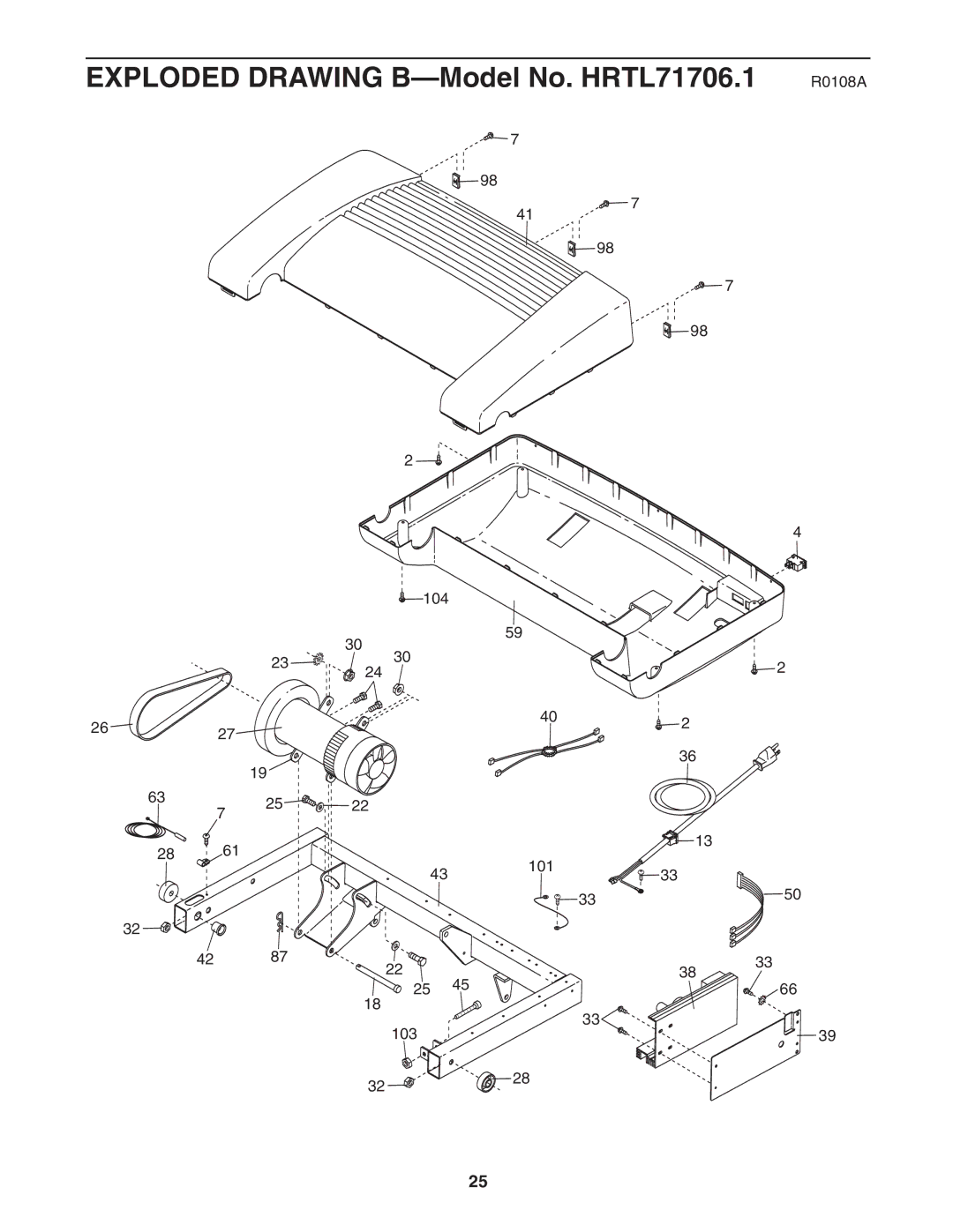 Healthrider H500i manual Exploded Drawing B-Model No. HRTL71706.1 R0108A 