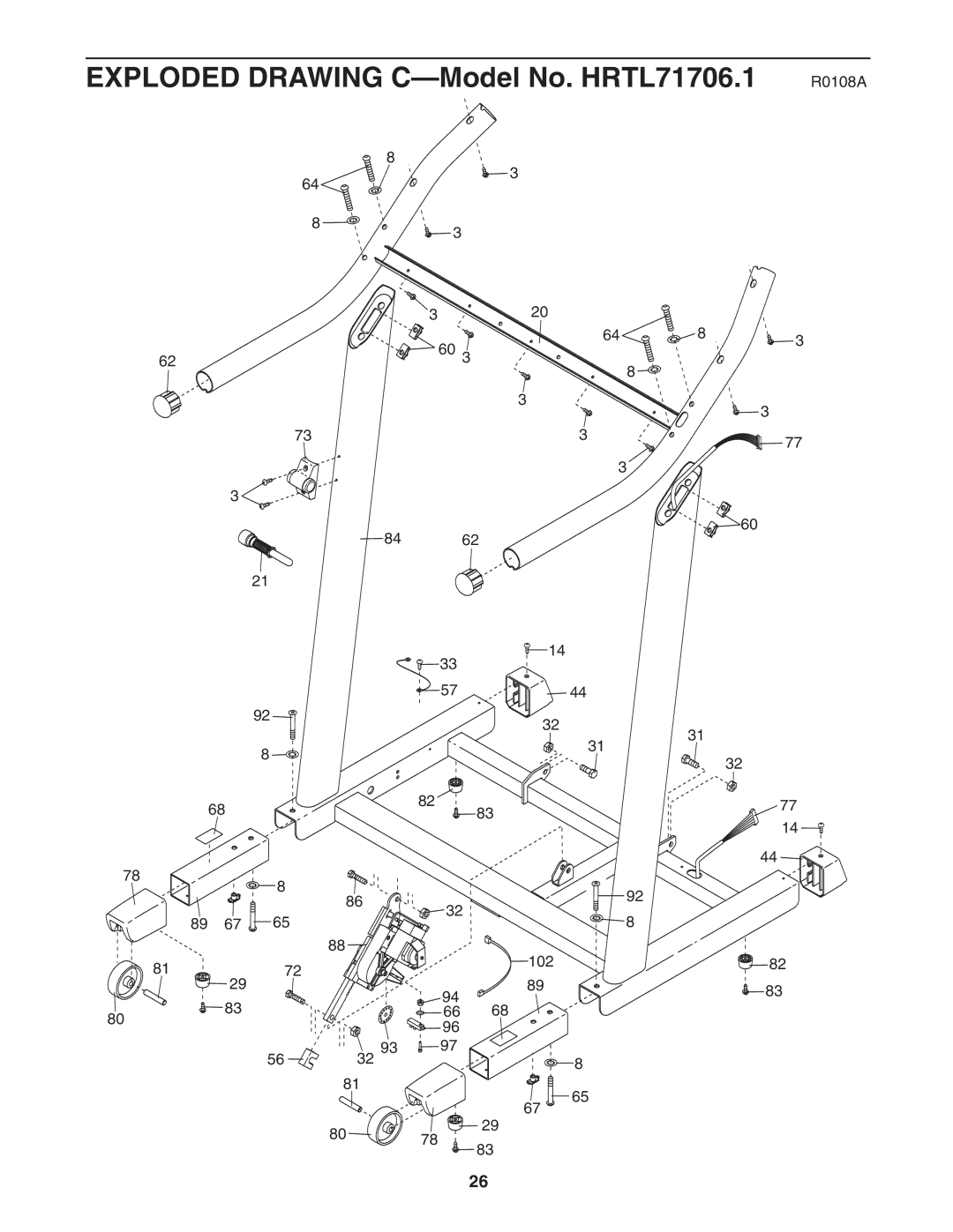 Healthrider H500i manual Exploded Drawing C-Model No. HRTL71706.1 R0108A 