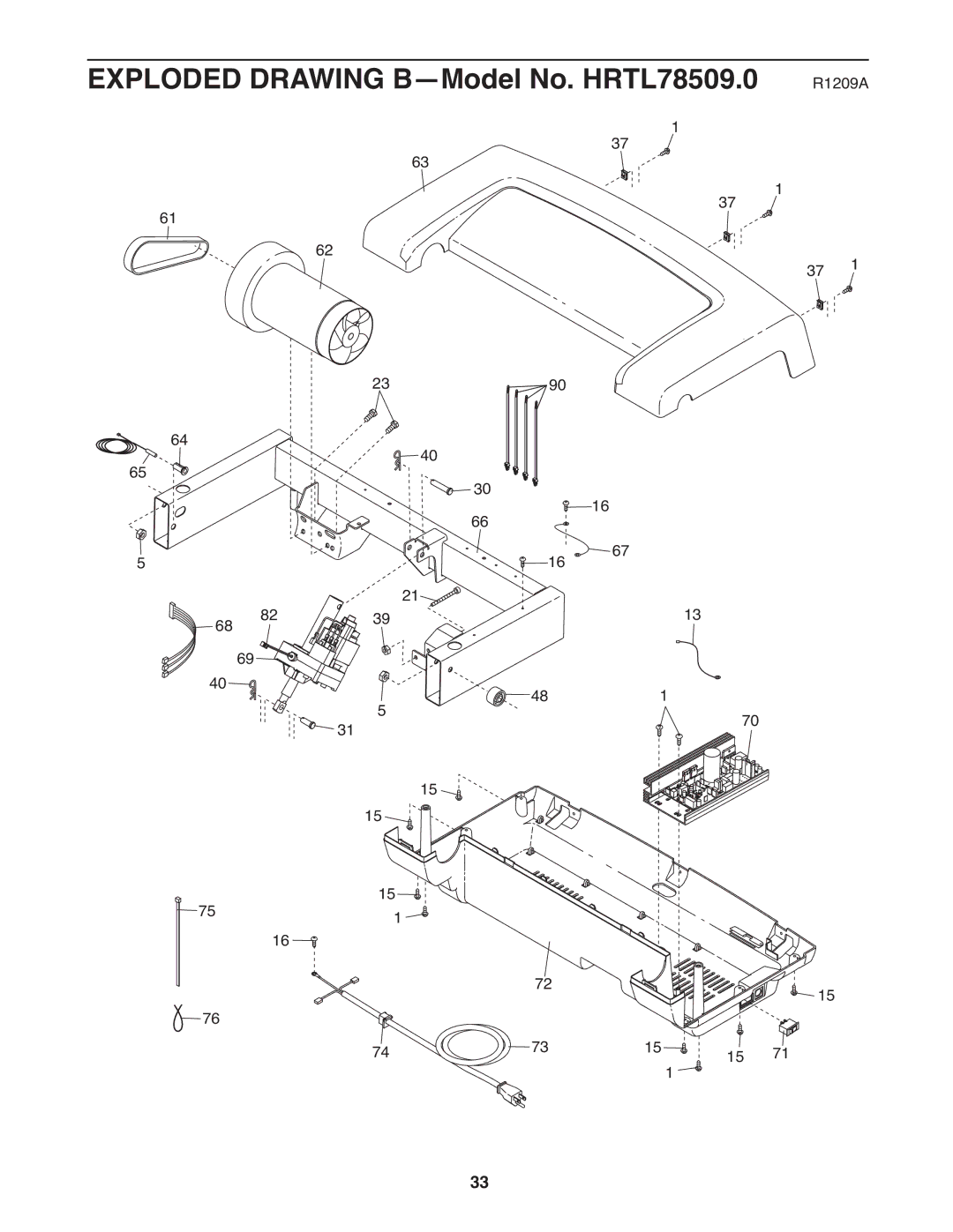 Healthrider H75t manual Exploded Drawing B-Model No. HRTL78509.0 R1209A 