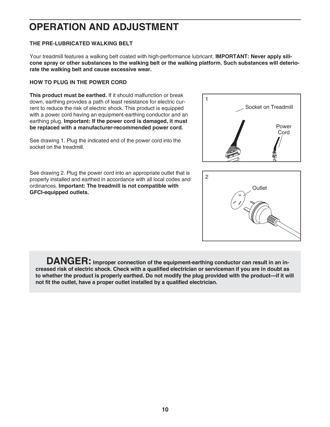 Healthrider HATL51205.0 manual Operation and Adjustment, PRE-LUBRICATED Walking Belt, HOW to Plug in the Power Cord 