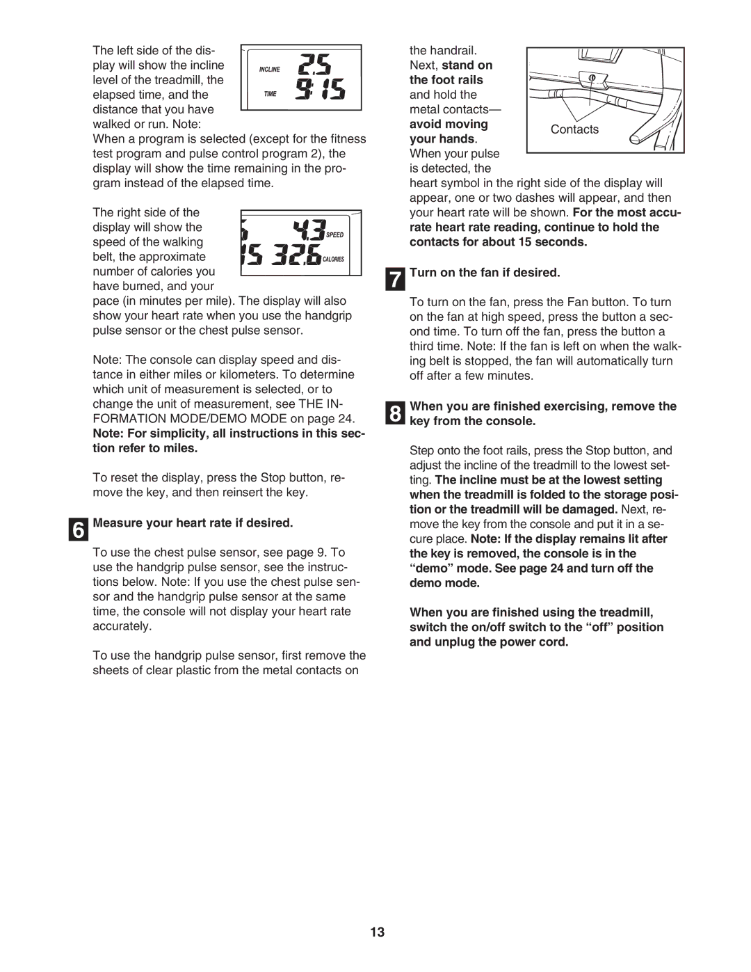 Healthrider HATL51205.0 manual Measure your heart rate if desired, Turn on the fan if desired 