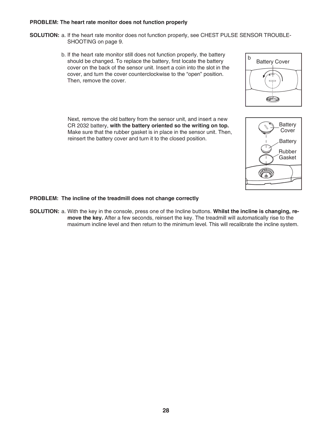 Healthrider HATL51205.0 manual Problem The heart rate monitor does not function properly 