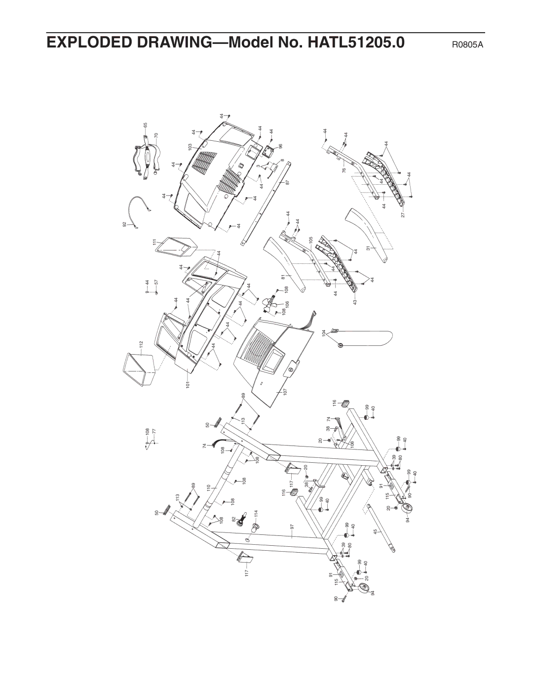 Healthrider HATL51205.0 manual Exploded DRAWING-Model No 