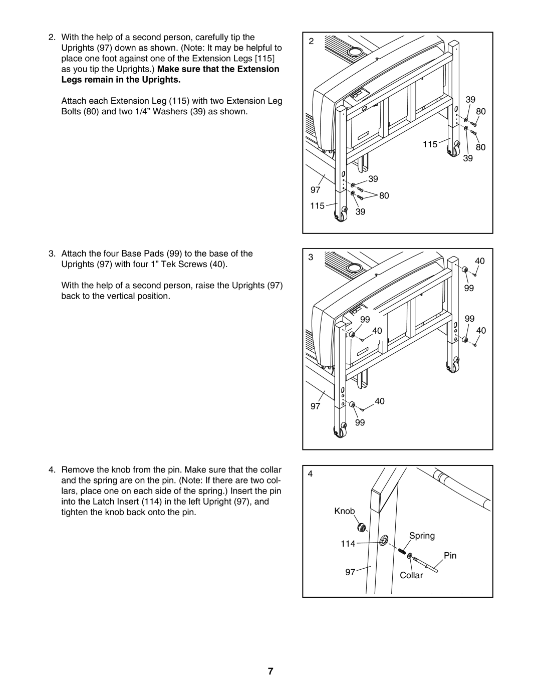 Healthrider HATL51205.0 manual Legs remain in the Uprights 