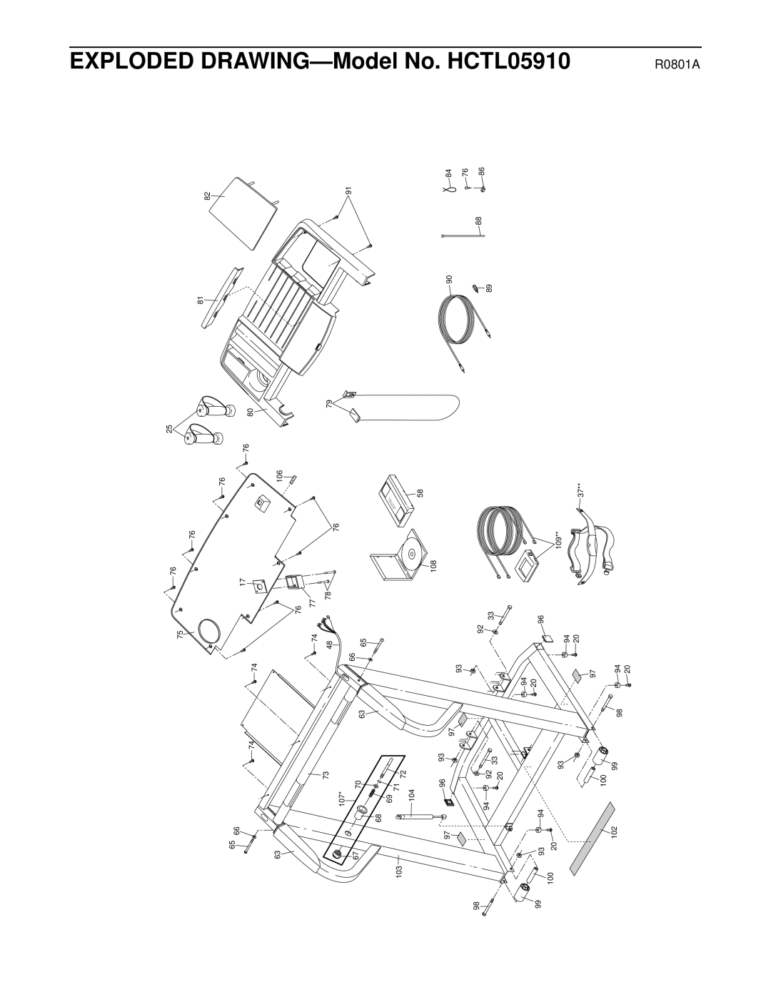 Healthrider manual Exploded DRAWING-Model No. HCTL05910 