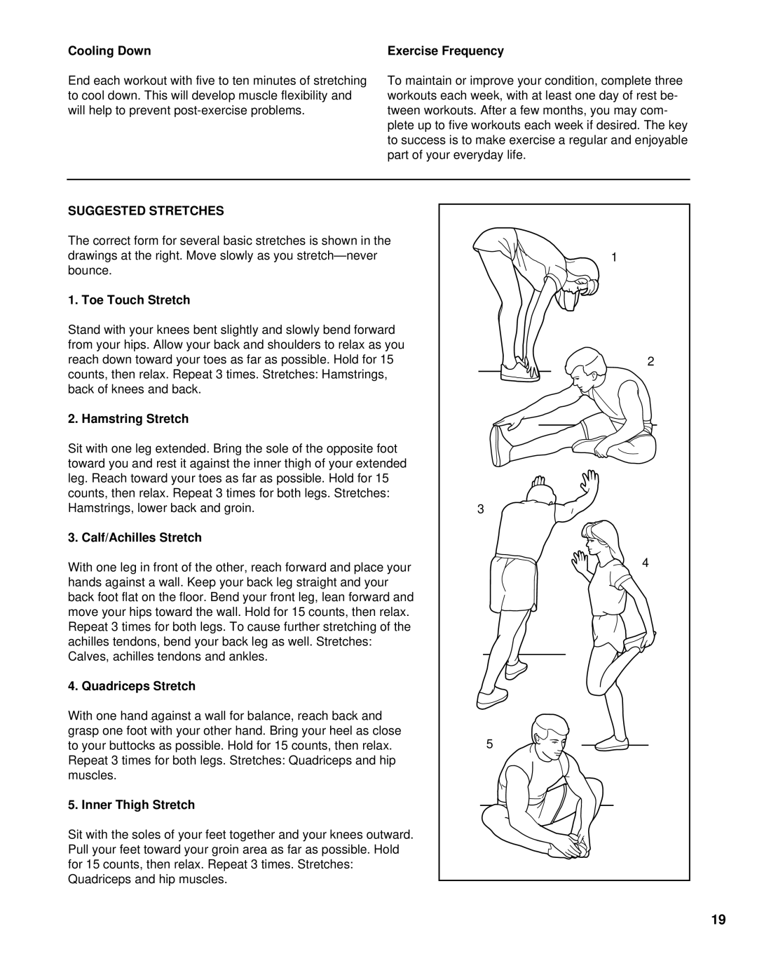 Healthrider HCTL06190 manual Suggested Stretches 