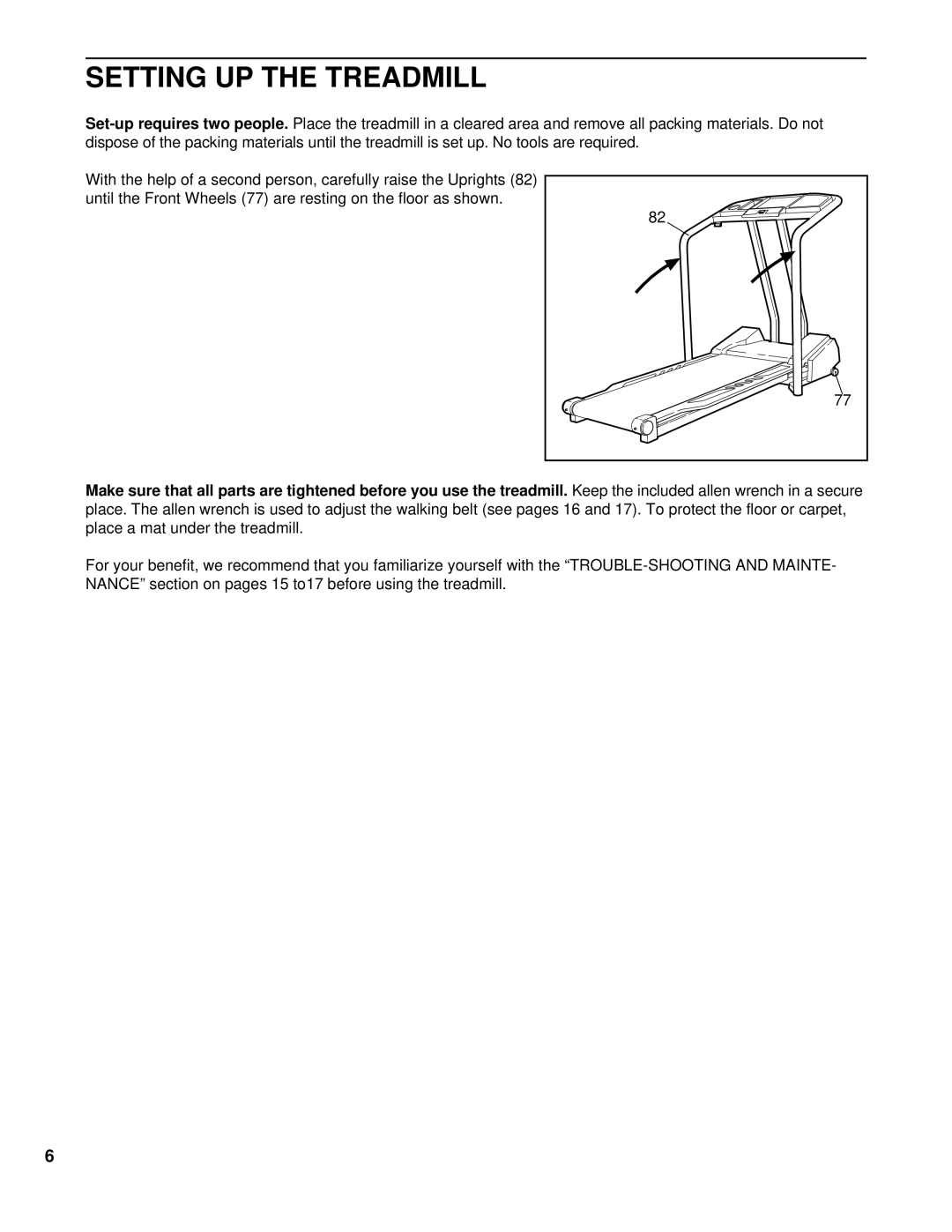 Healthrider HCTL06190 manual Setting UP the Treadmill 