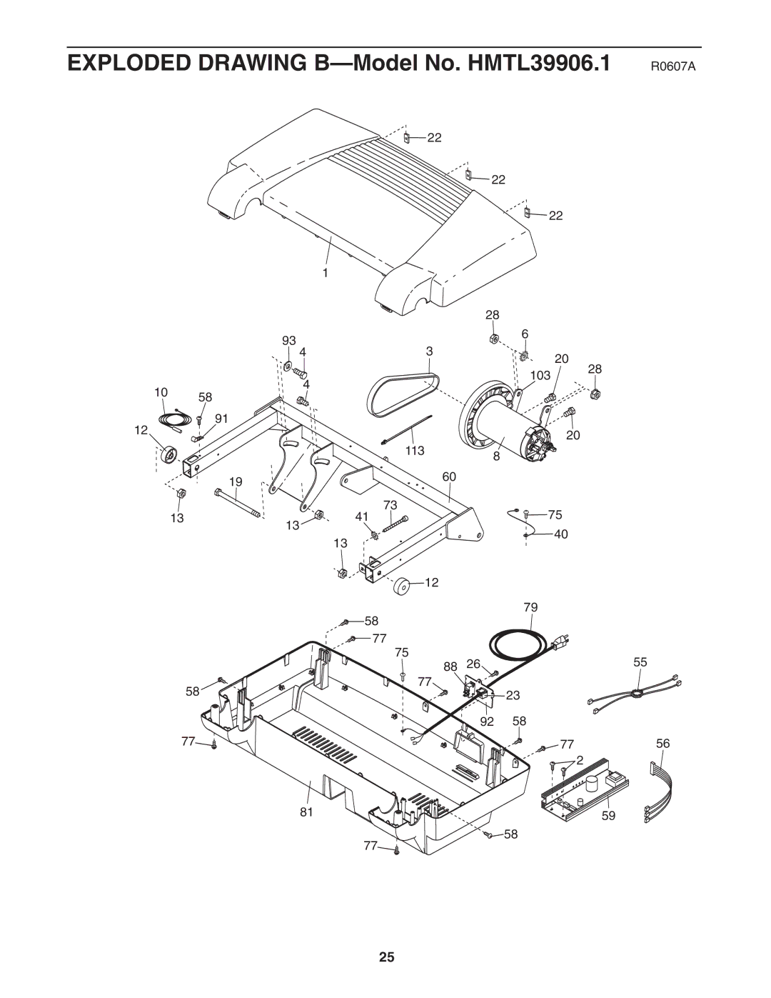 Healthrider manual Exploded Drawing B-Model No. HMTL39906.1 R0607A 