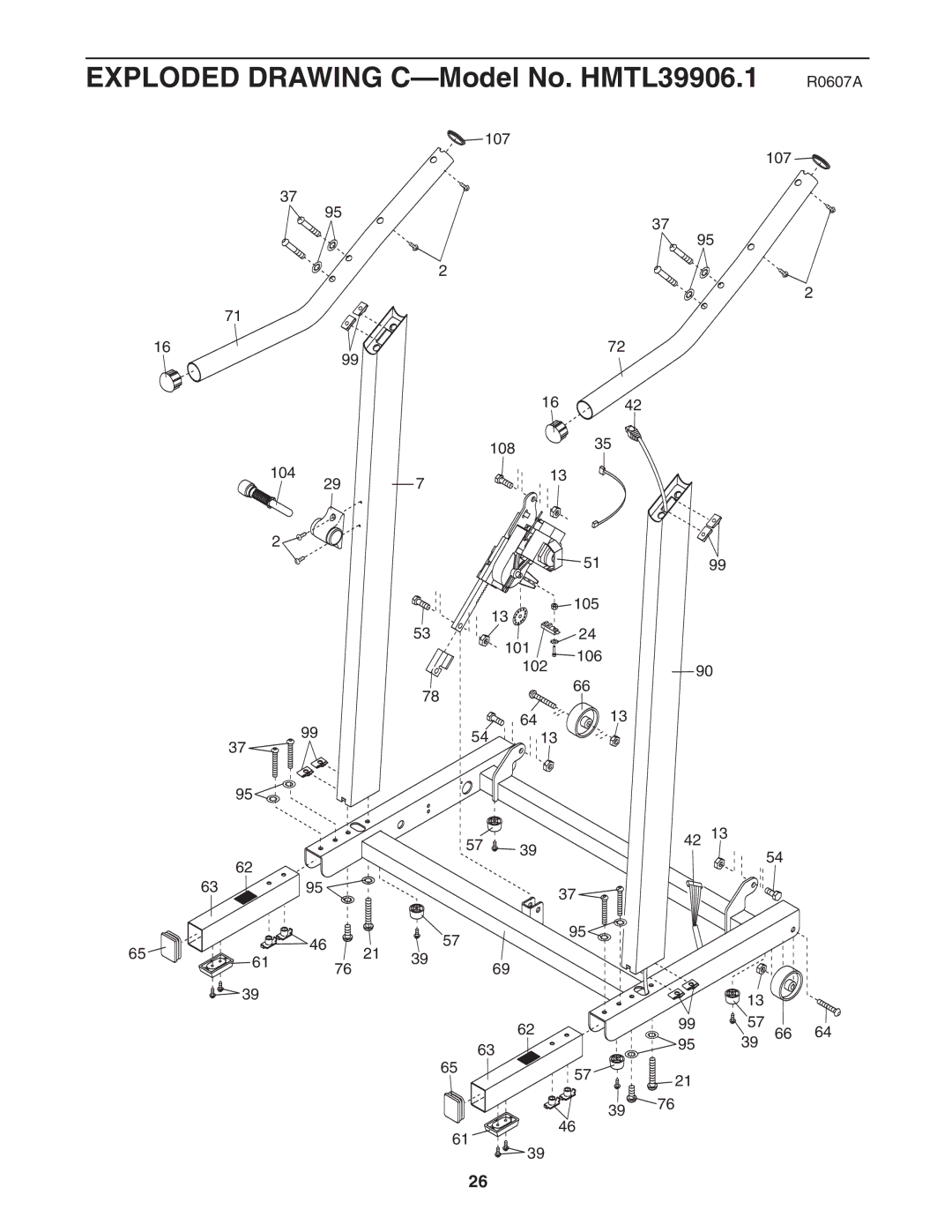 Healthrider manual Exploded Drawing C-Model No. HMTL39906.1 R0607A 