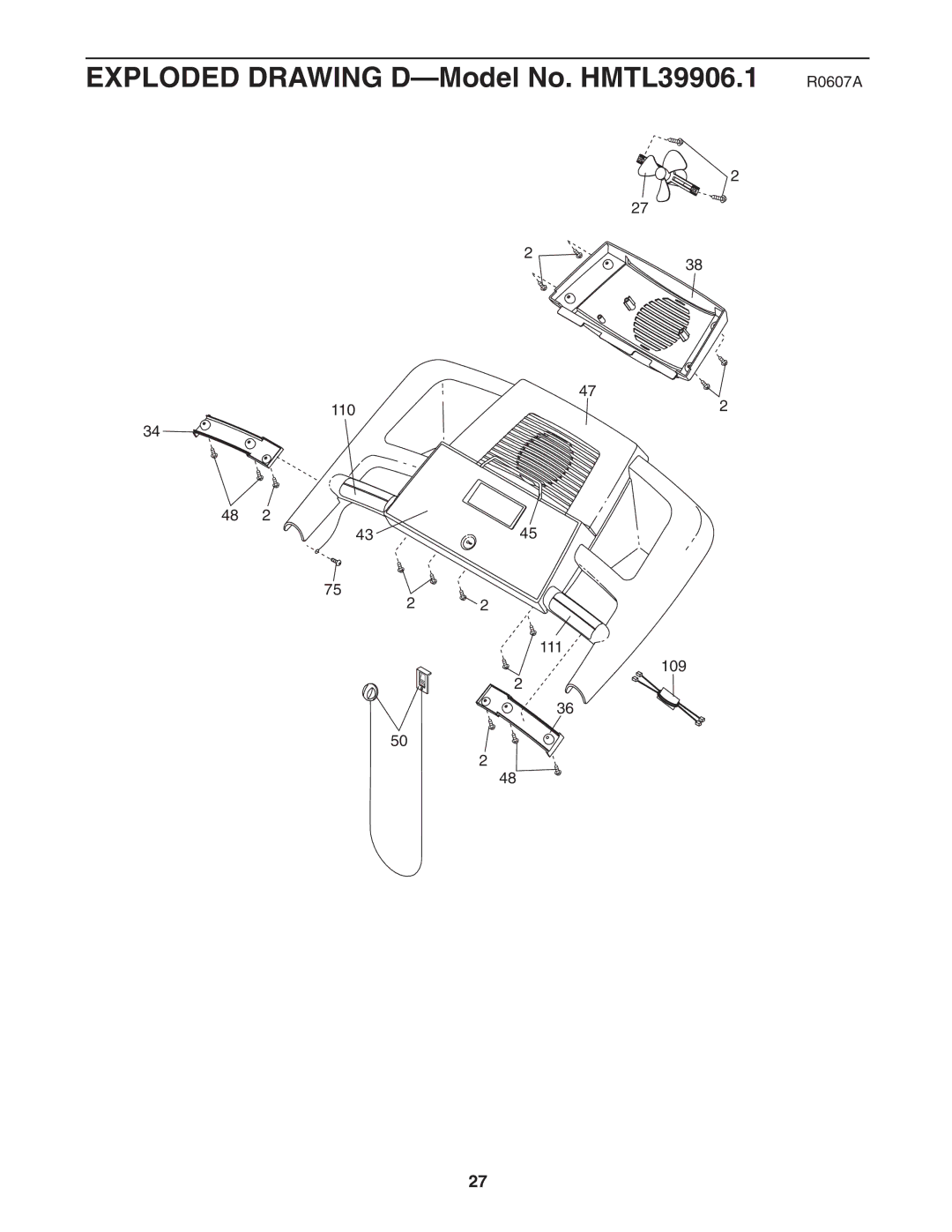 Healthrider manual Exploded Drawing D-Model No. HMTL39906.1 R0607A 