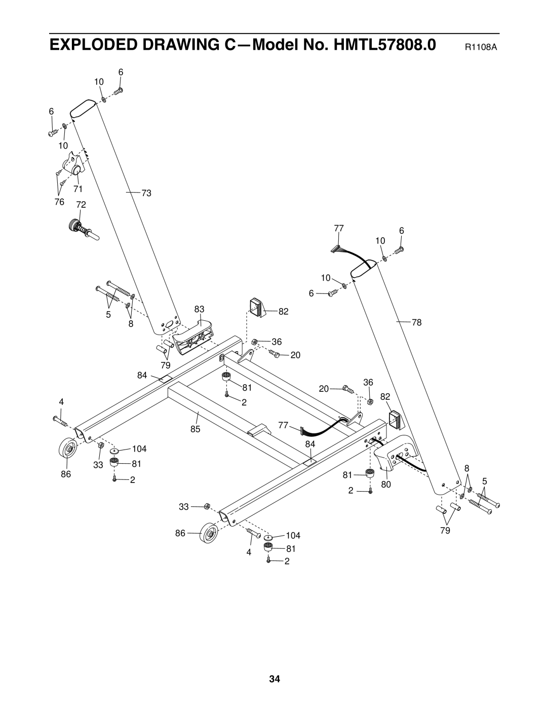 Healthrider manual Exploded Drawing C-Model No. HMTL57808.0 