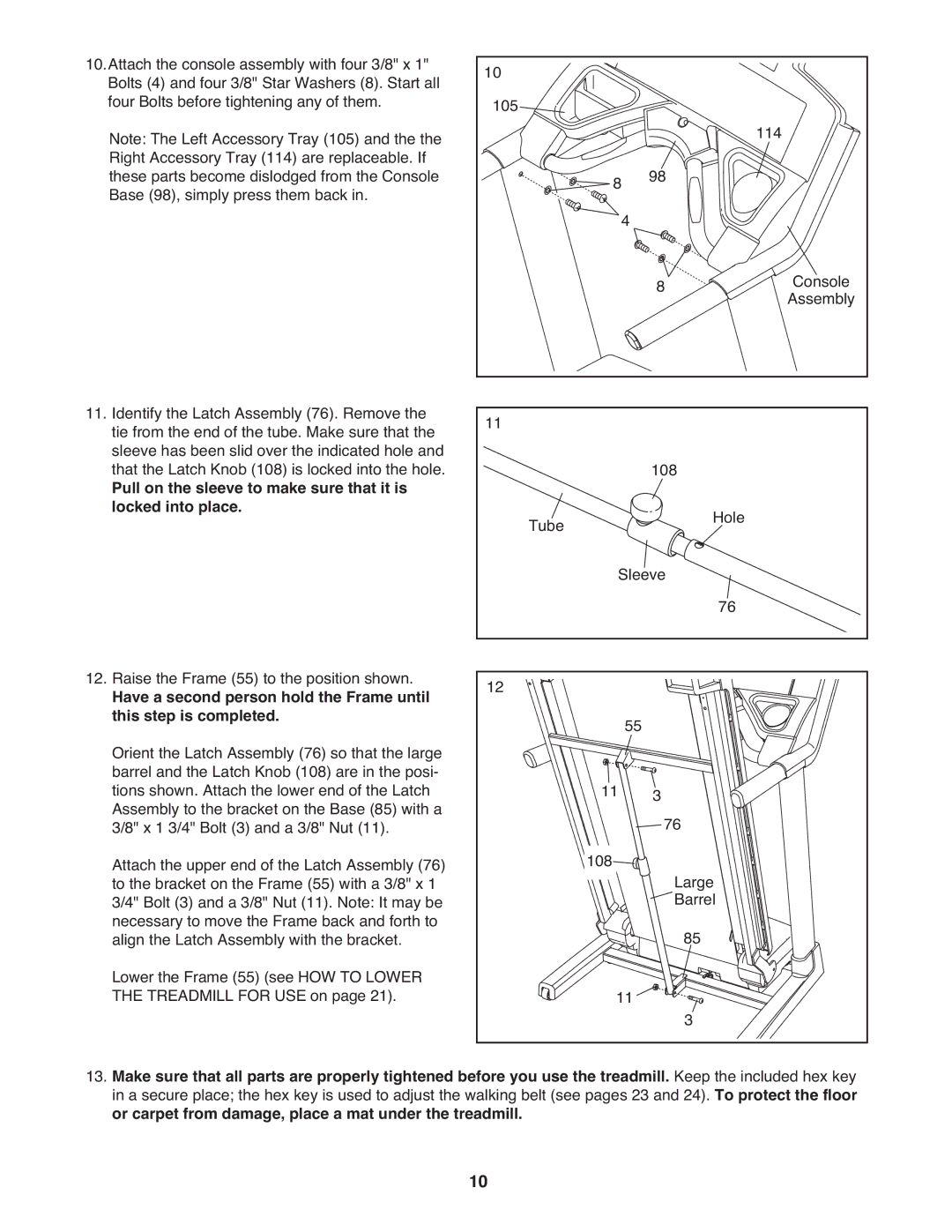 Healthrider HMTL79608.0 manual Pull on the sleeve to make sure that it is, Locked into place 