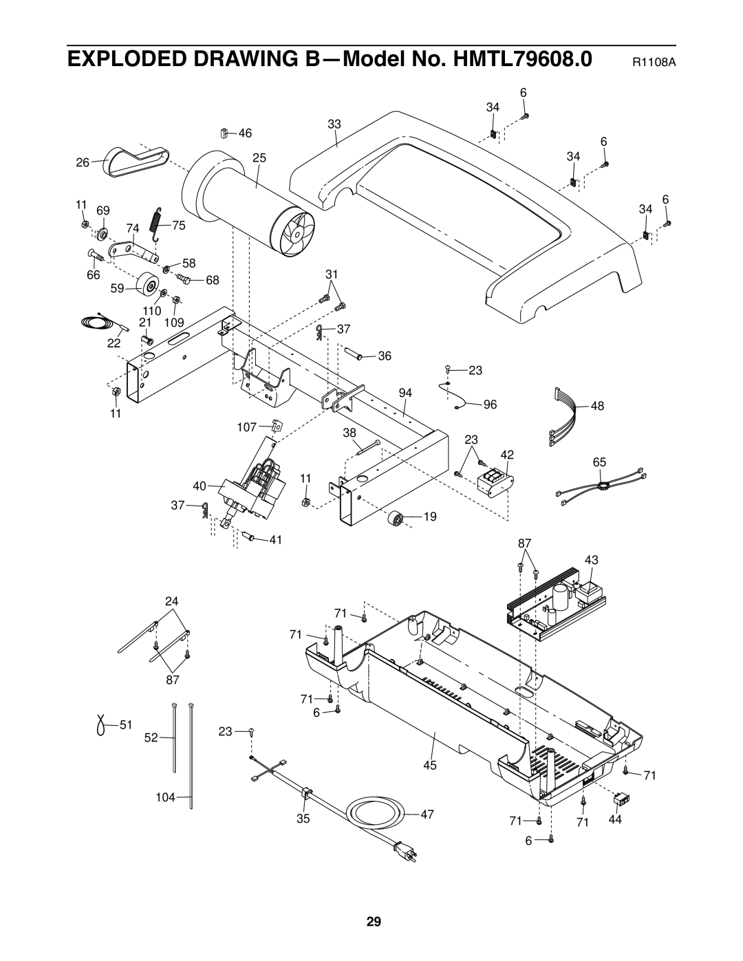 Healthrider manual Exploded Drawing B-Model No. HMTL79608.0 