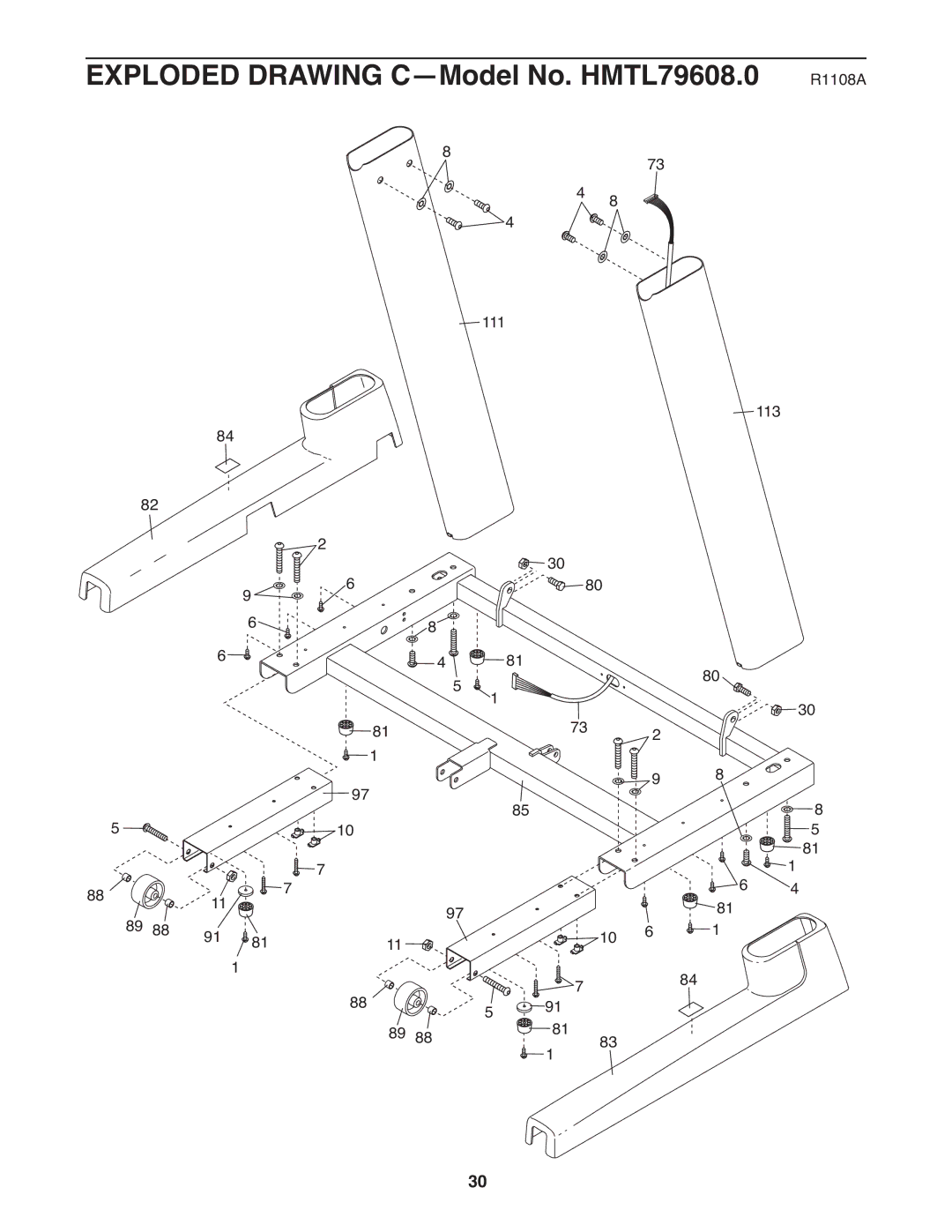 Healthrider manual Exploded Drawing C-Model No. HMTL79608.0 R1108A 