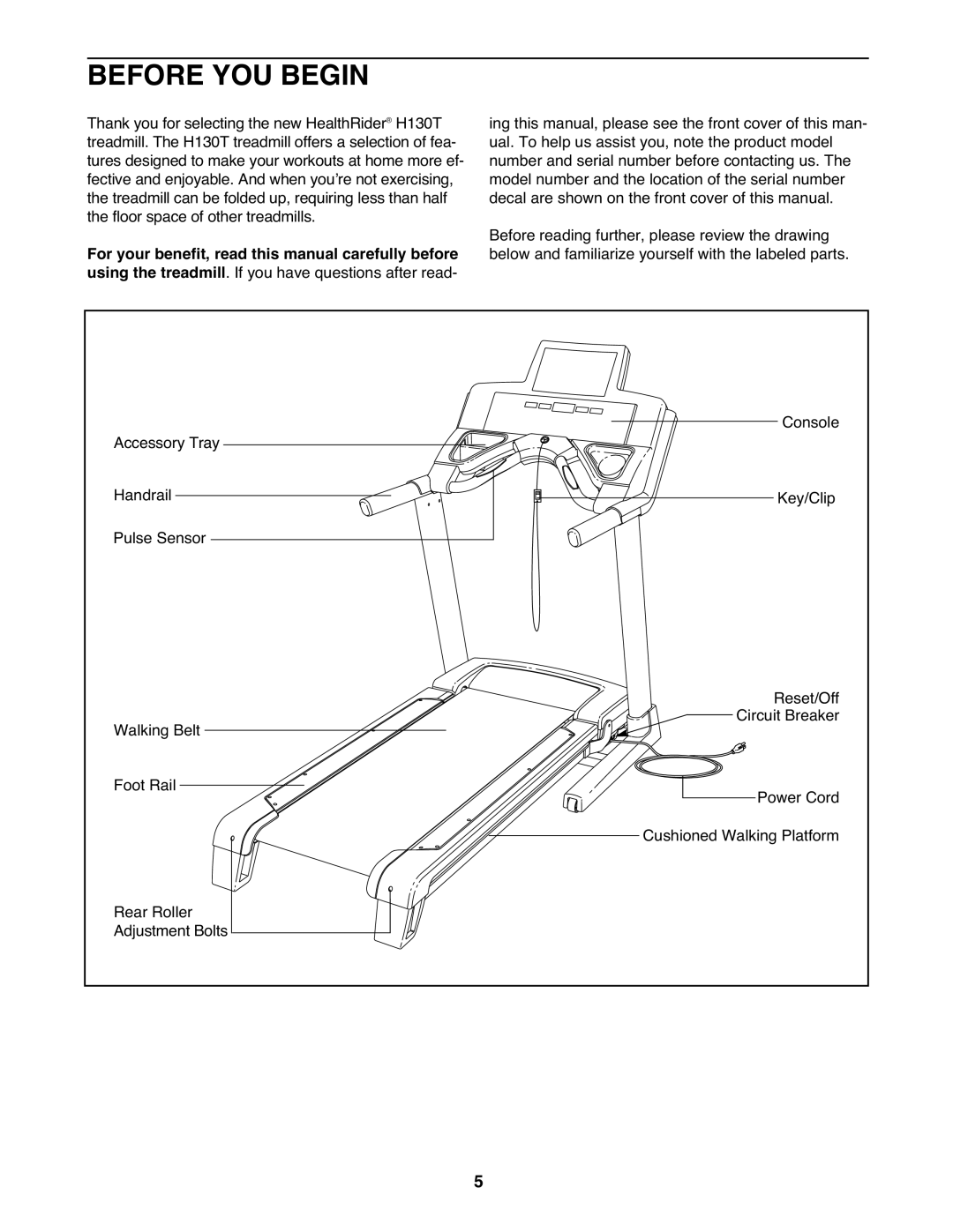 Healthrider HMTL79608.0 manual Before YOU Begin 