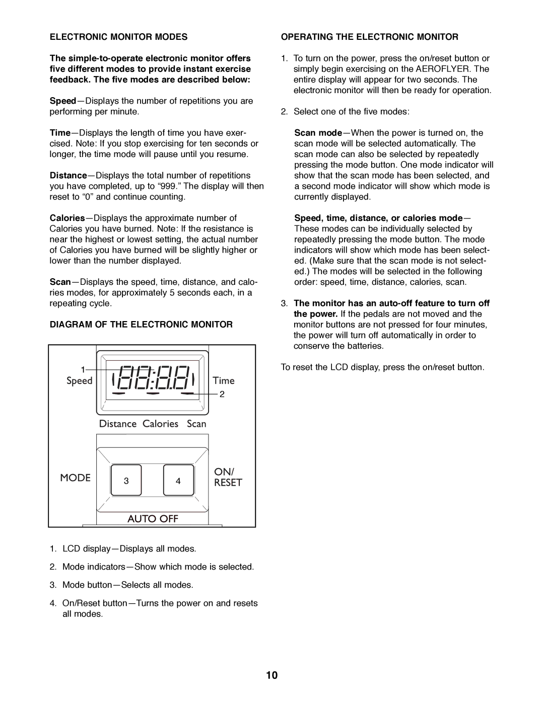 Healthrider HRAW56071 manual Electronic Monitor Modes 