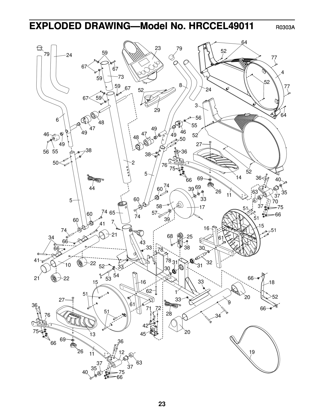 Healthrider manual EXPLODED DRAWING-Model No. HRCCEL49011, R0303A 
