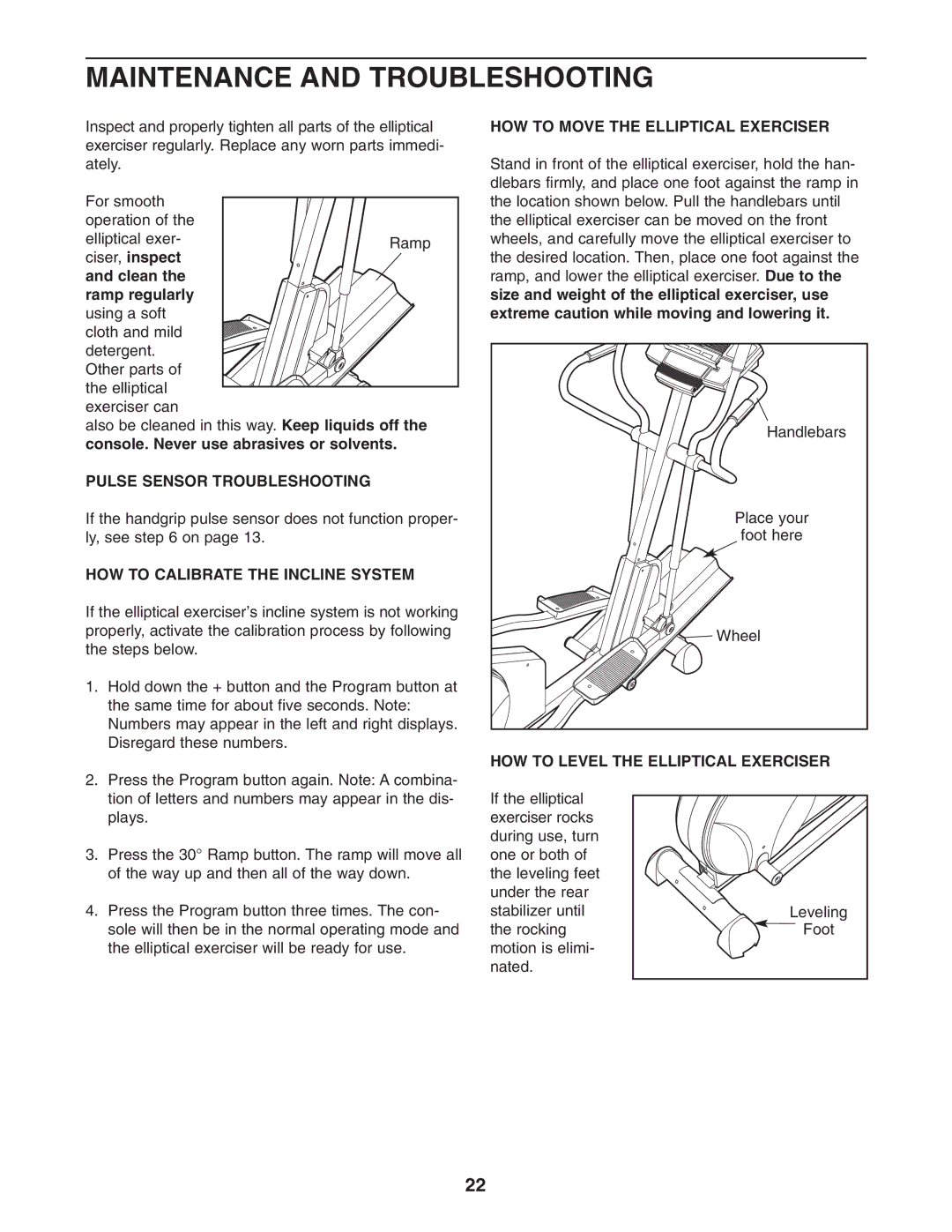 Healthrider HRCCEL59930 manual Maintenance and Troubleshooting, HOW to Move the Elliptical Exerciser 