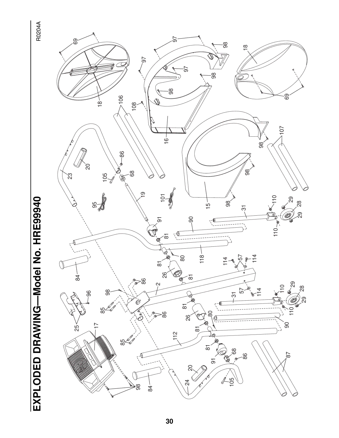 Healthrider manual Exploded DRAWING-Model No. HRE99940 