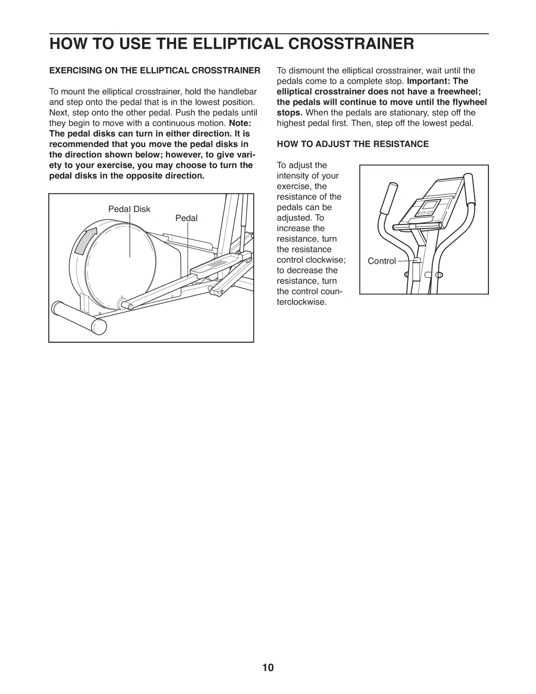 Healthrider HREL05983 manual HOW to USE the Elliptical Crosstrainer, Exercising on the Elliptical Crosstrainer 