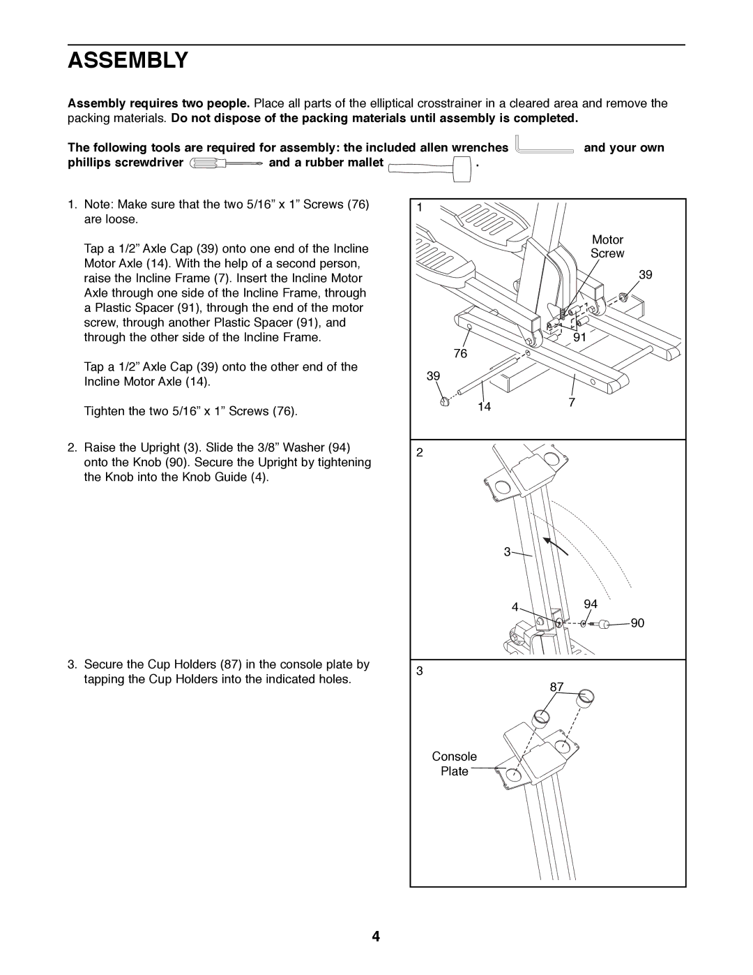 Healthrider HREL09980 manual Assembly 