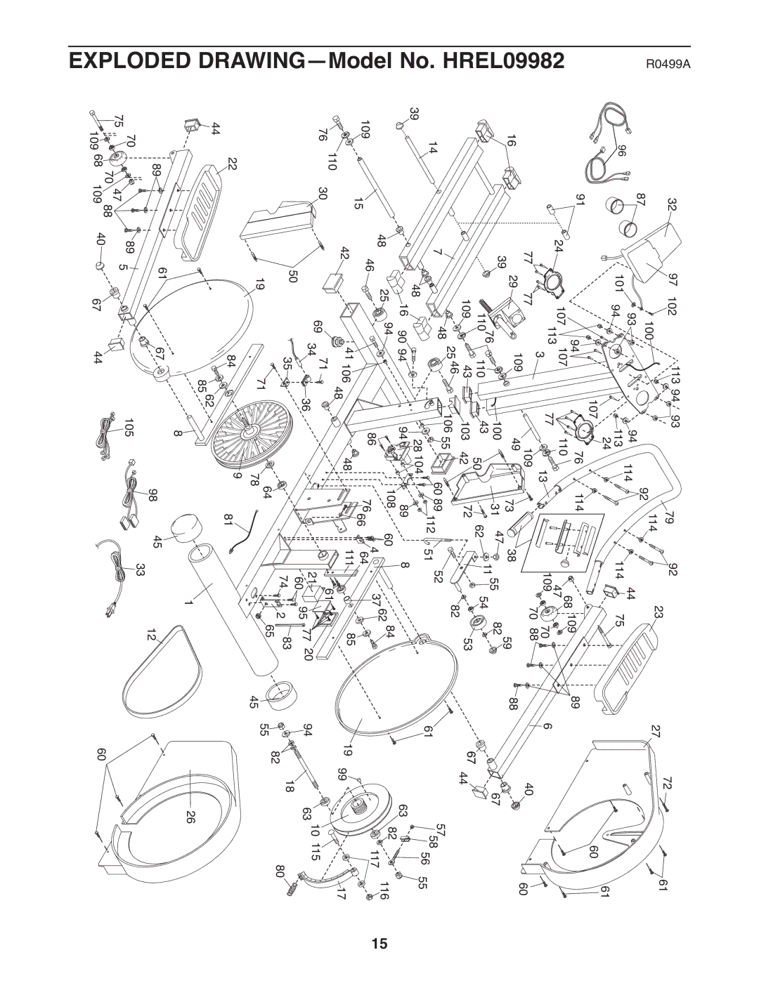 Healthrider manual Exploded DRAWING-Model No. HREL09982 