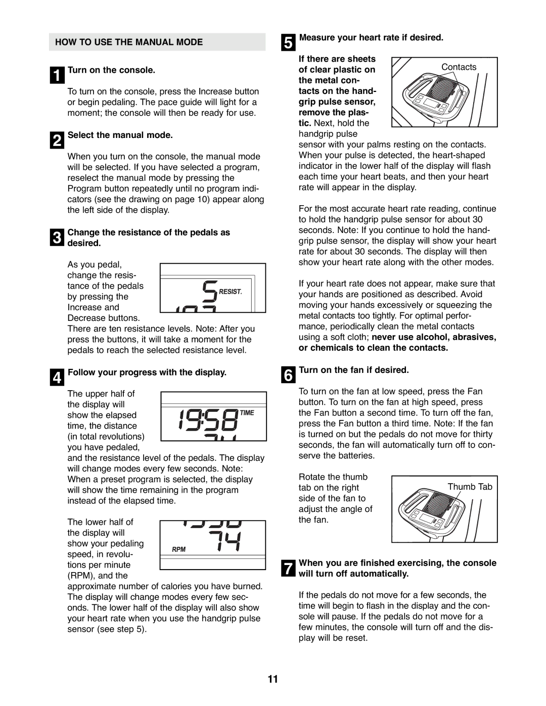 Healthrider HREL3006.1 manual HOW to USE the Manual Mode 