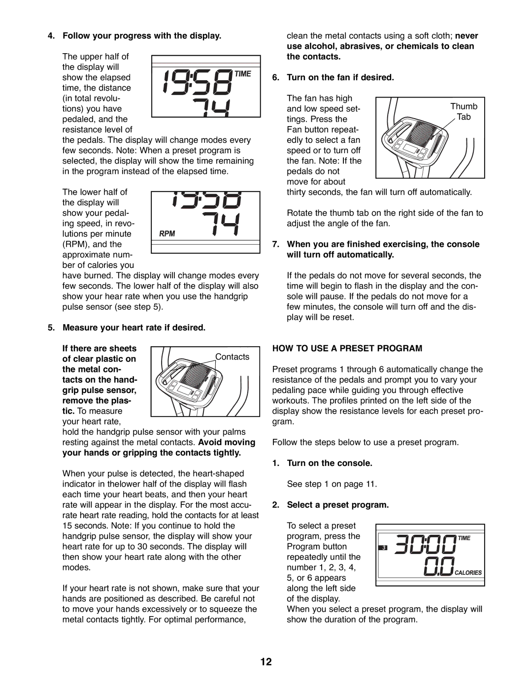 Healthrider HREL3226.0 manual HOW to USE a Preset Program 