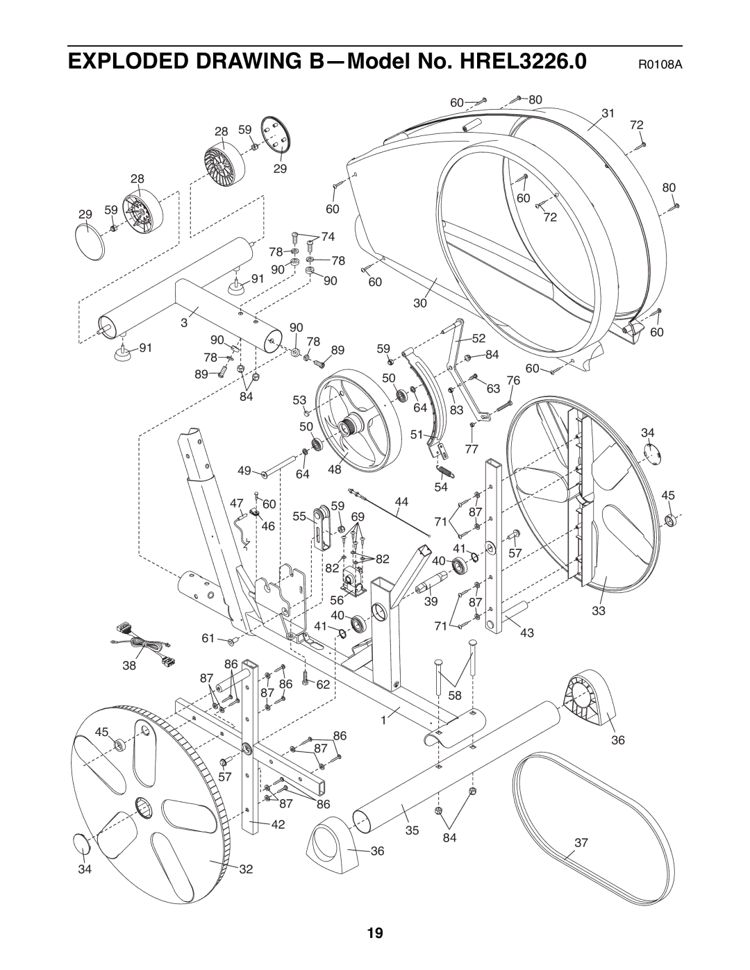 Healthrider manual Exploded Drawing B-Model No. HREL3226.0 