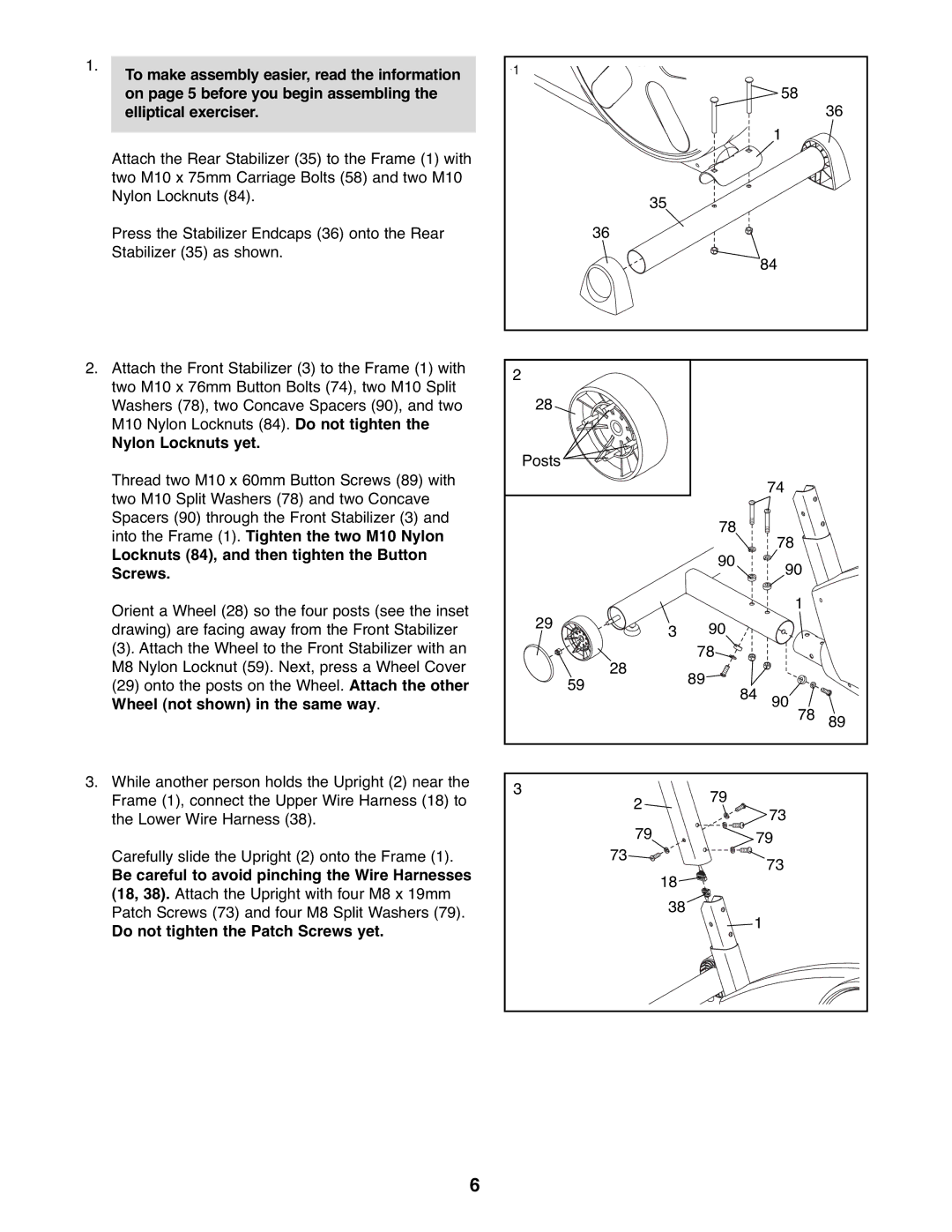 Healthrider HREL3226.0 manual Nylon Locknuts yet, Locknuts 84, and then tighten the Button Screws 