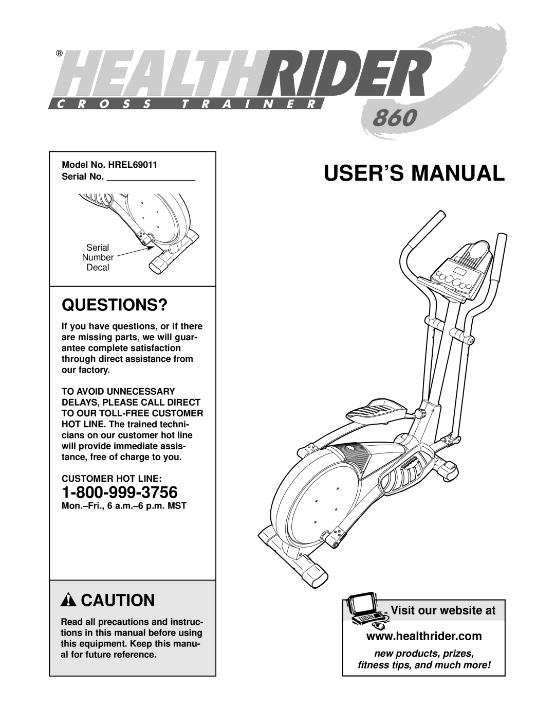 Healthrider HREL69011 manual Questions?, To Avoid Unnecessary, Customer HOT Line 