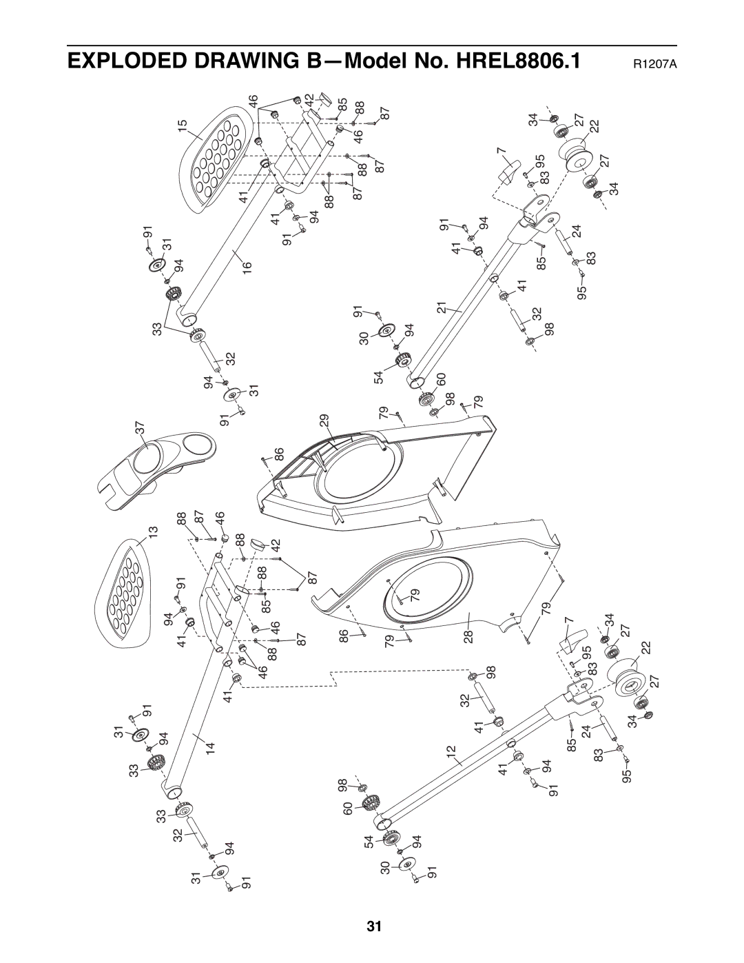 Healthrider HREL8806.1 manual Exploded 