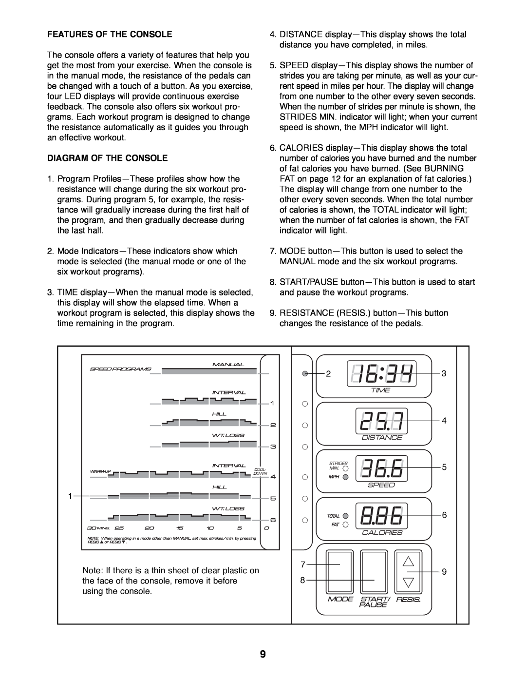 Healthrider HREL89070 manual Features Of The Console, Diagram Of The Console 
