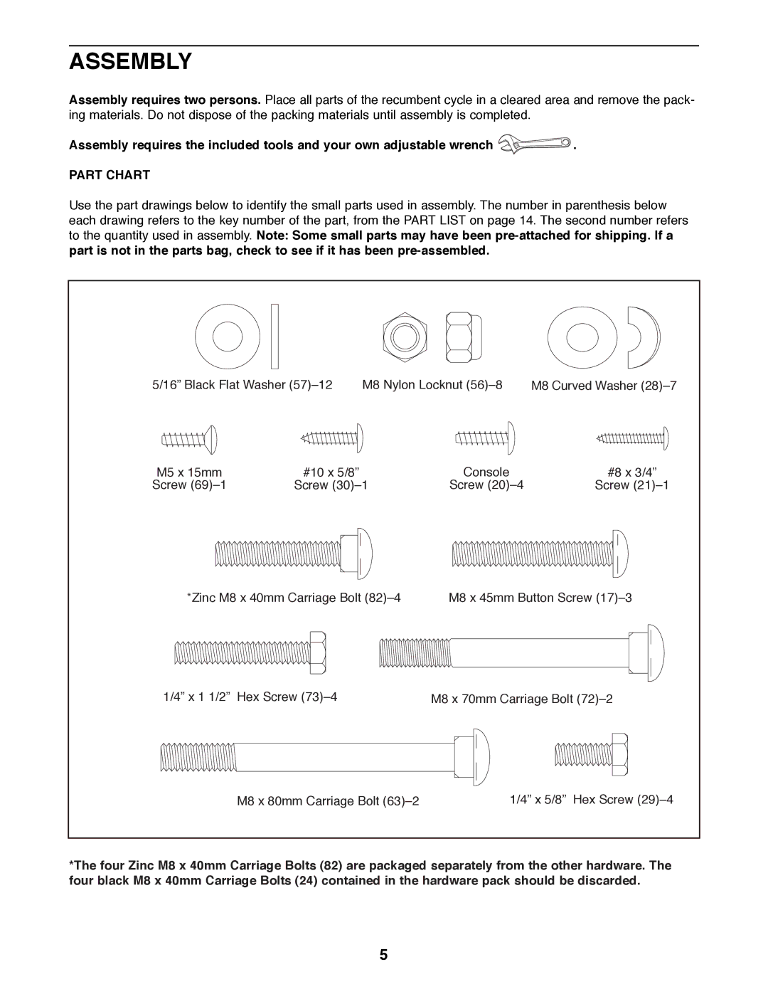 Healthrider HREX04980 manual Assembly, Part Chart 