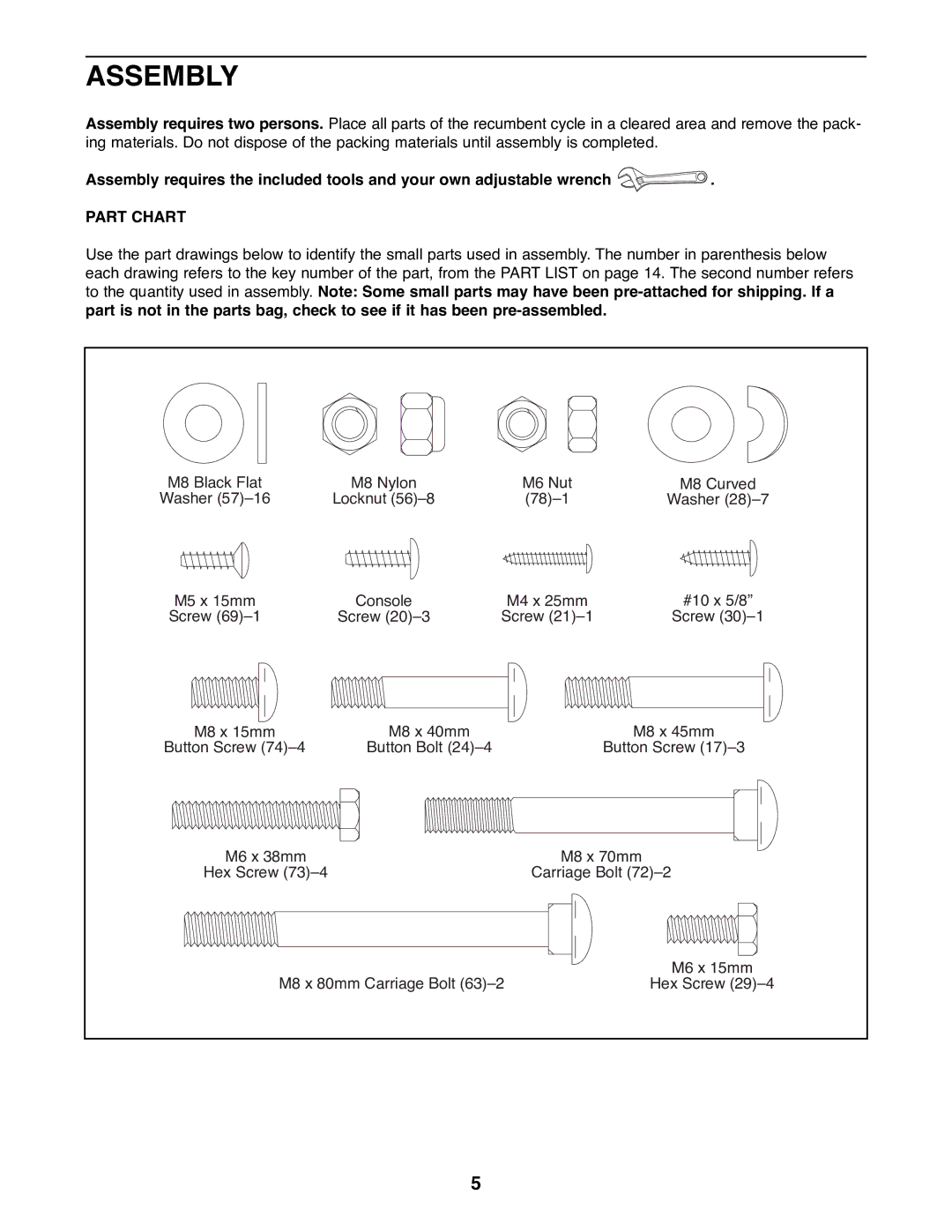 Healthrider HREX04981 manual Assembly, Part Chart 