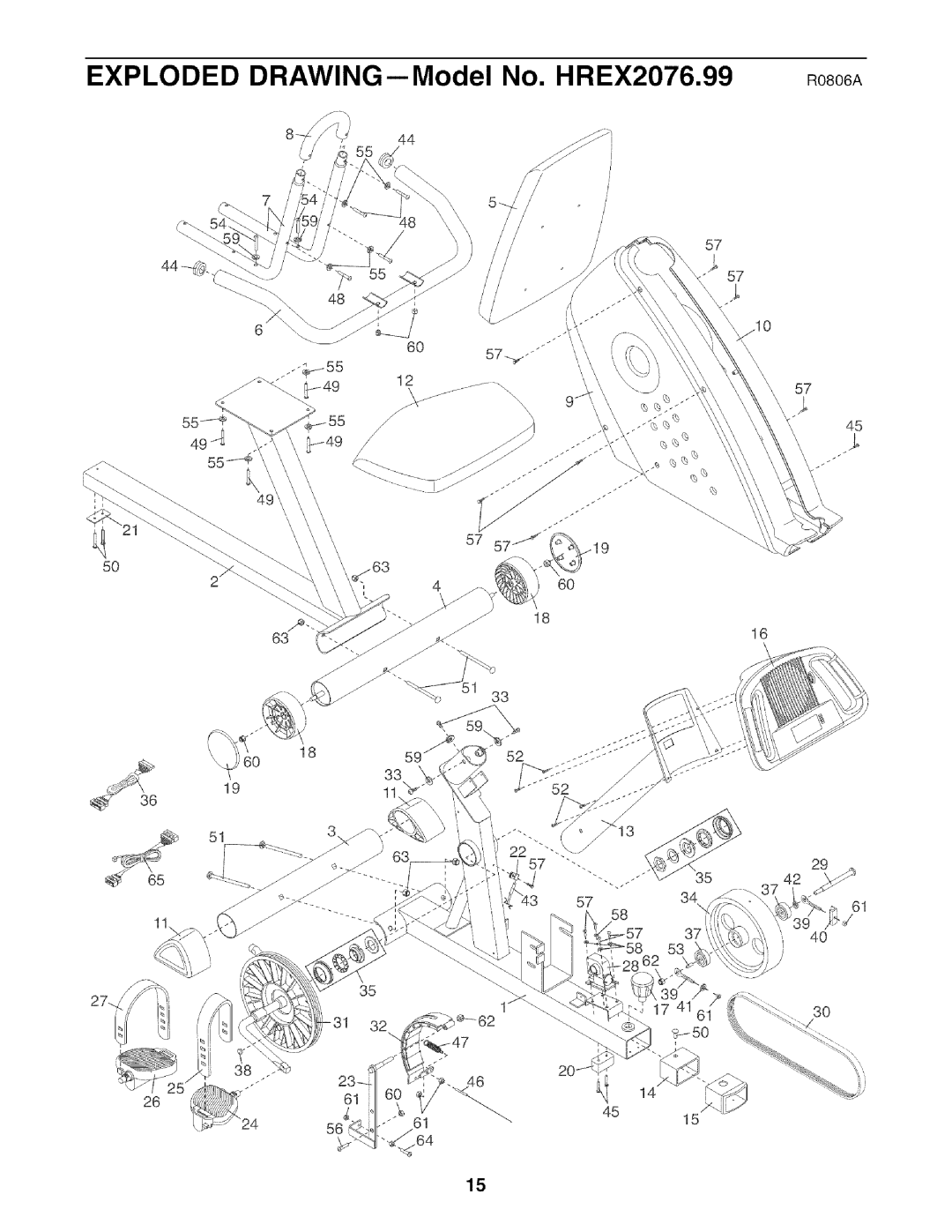 Healthrider manual Exploded DRAWING--Model No. HREX2076.99 Roso6A 