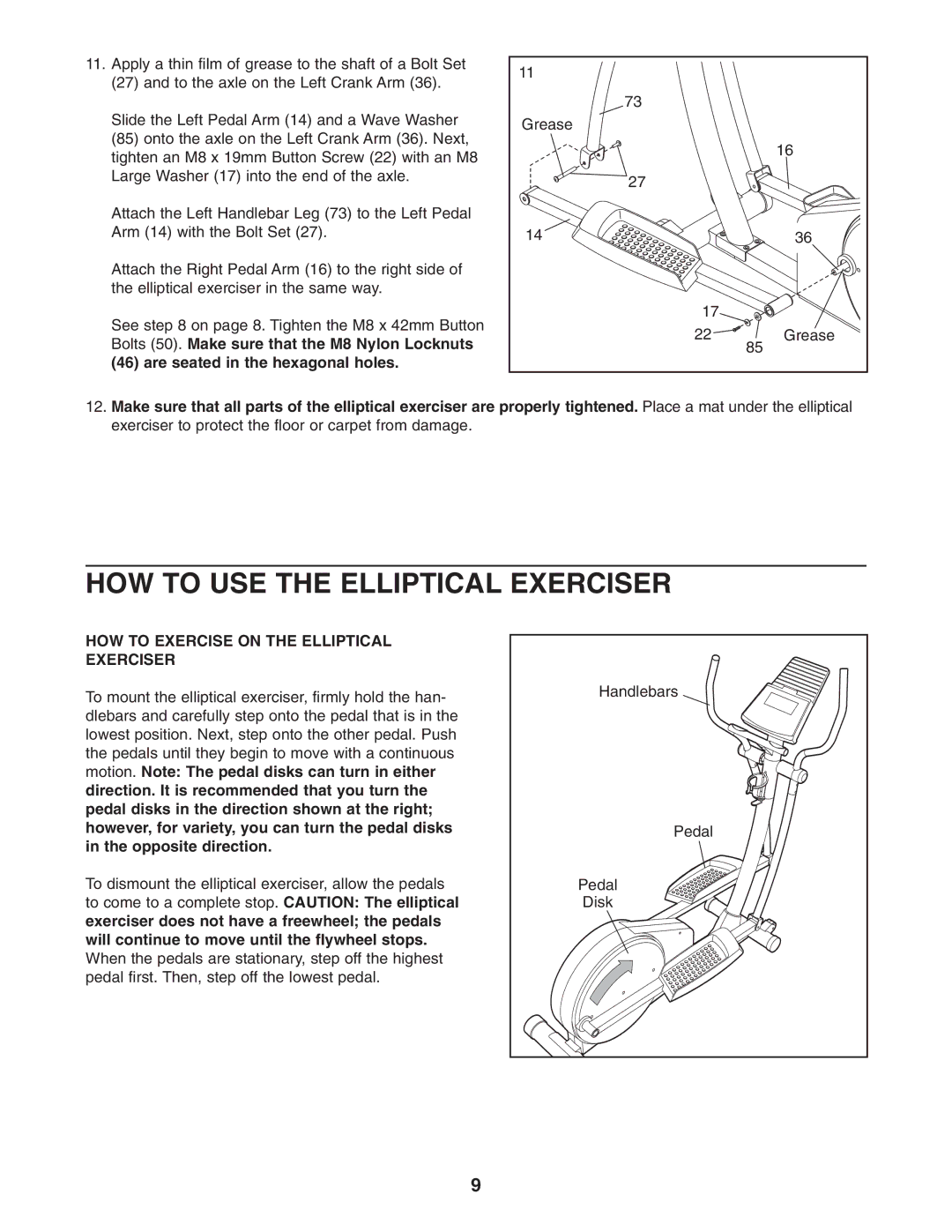 Healthrider HRMSEL2105.0 manual HOW to USE the Elliptical Exerciser, HOW to Exercise on the Elliptical Exerciser 