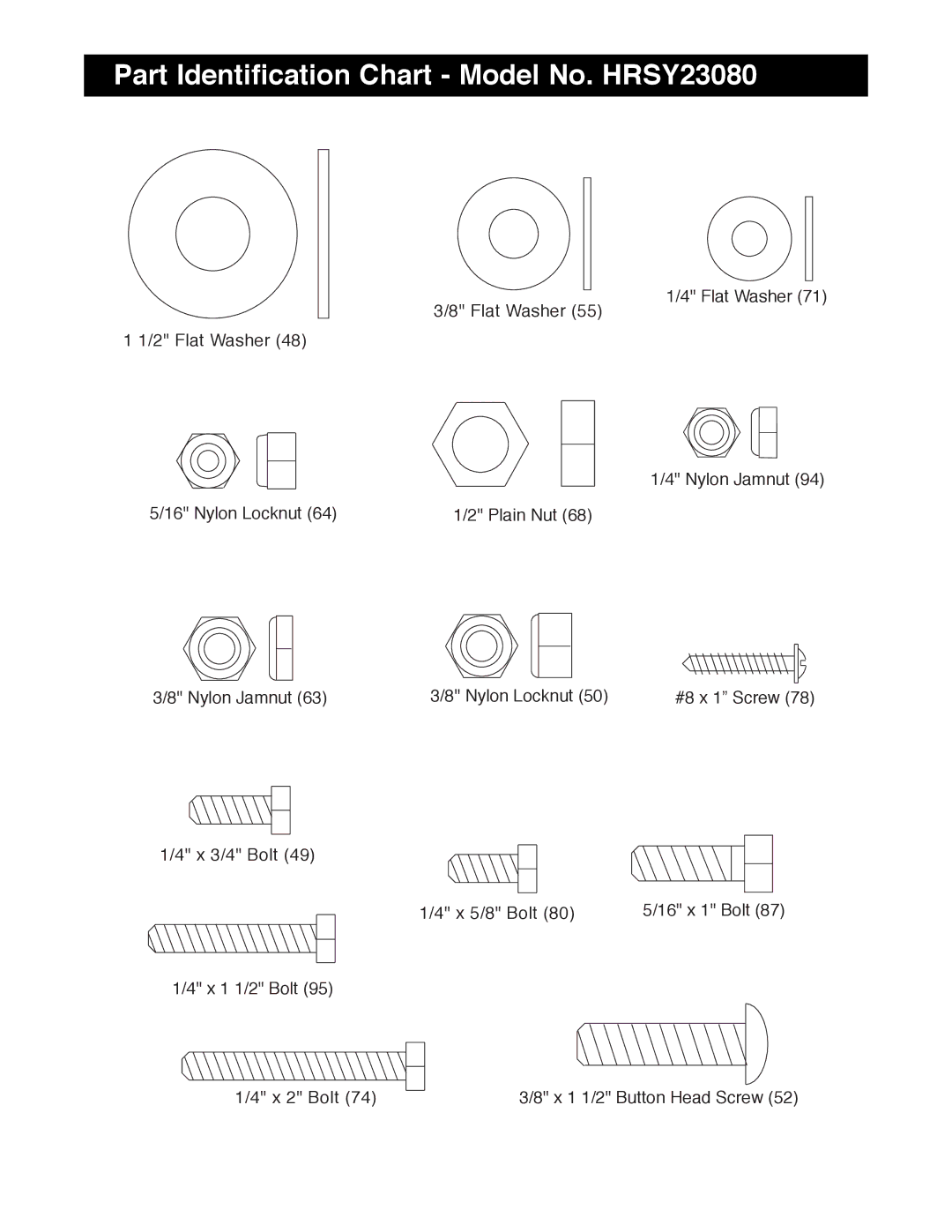 Healthrider manual Part Identification Chart Model No. HRSY23080 