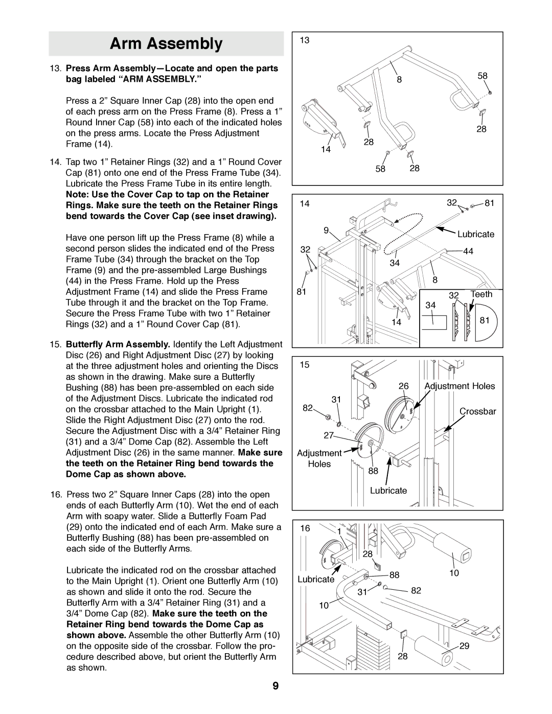 Healthrider HRSY23080 manual Arm Assembly 