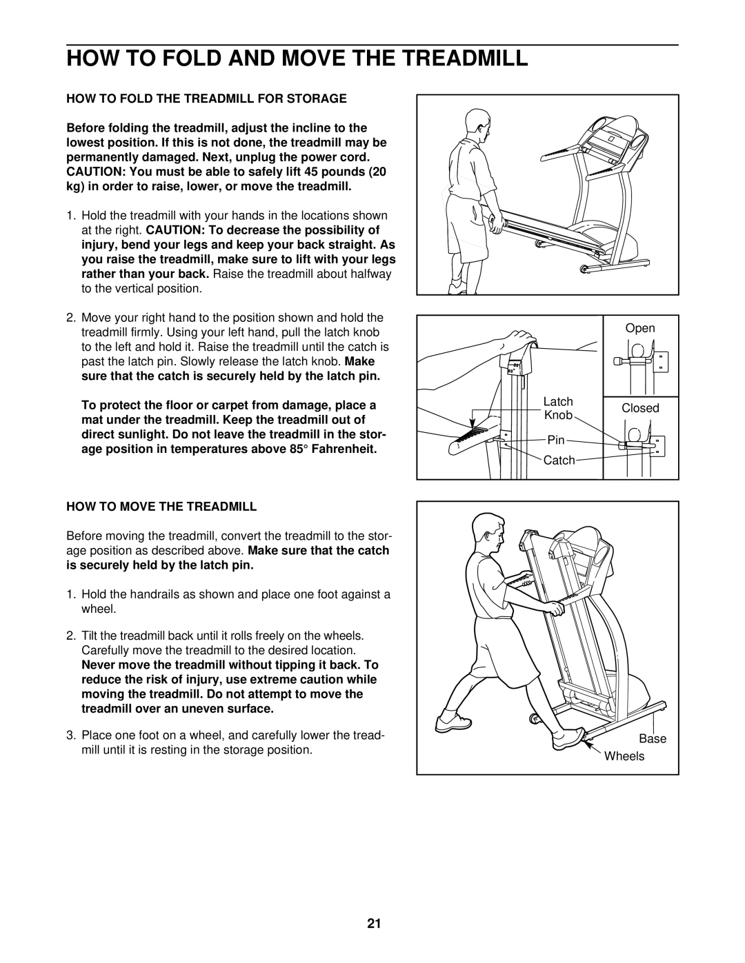 Healthrider HRT07920 HOW to Fold and Move the Treadmill, HOW to Fold the Treadmill for Storage, HOW to Move the Treadmill 