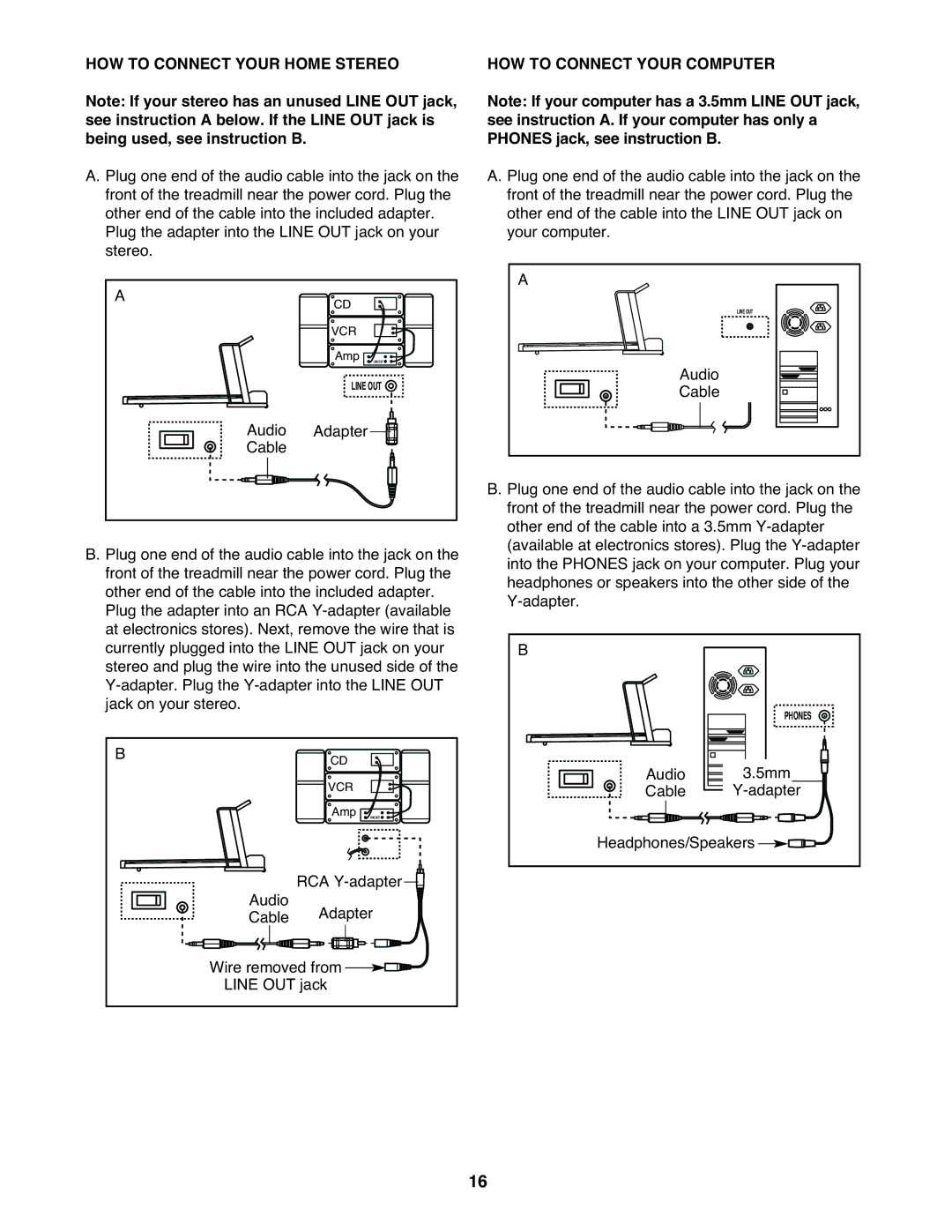 Healthrider HRT12920 manual HOW to Connect Your Home Stereo, HOW to Connect Your Computer 