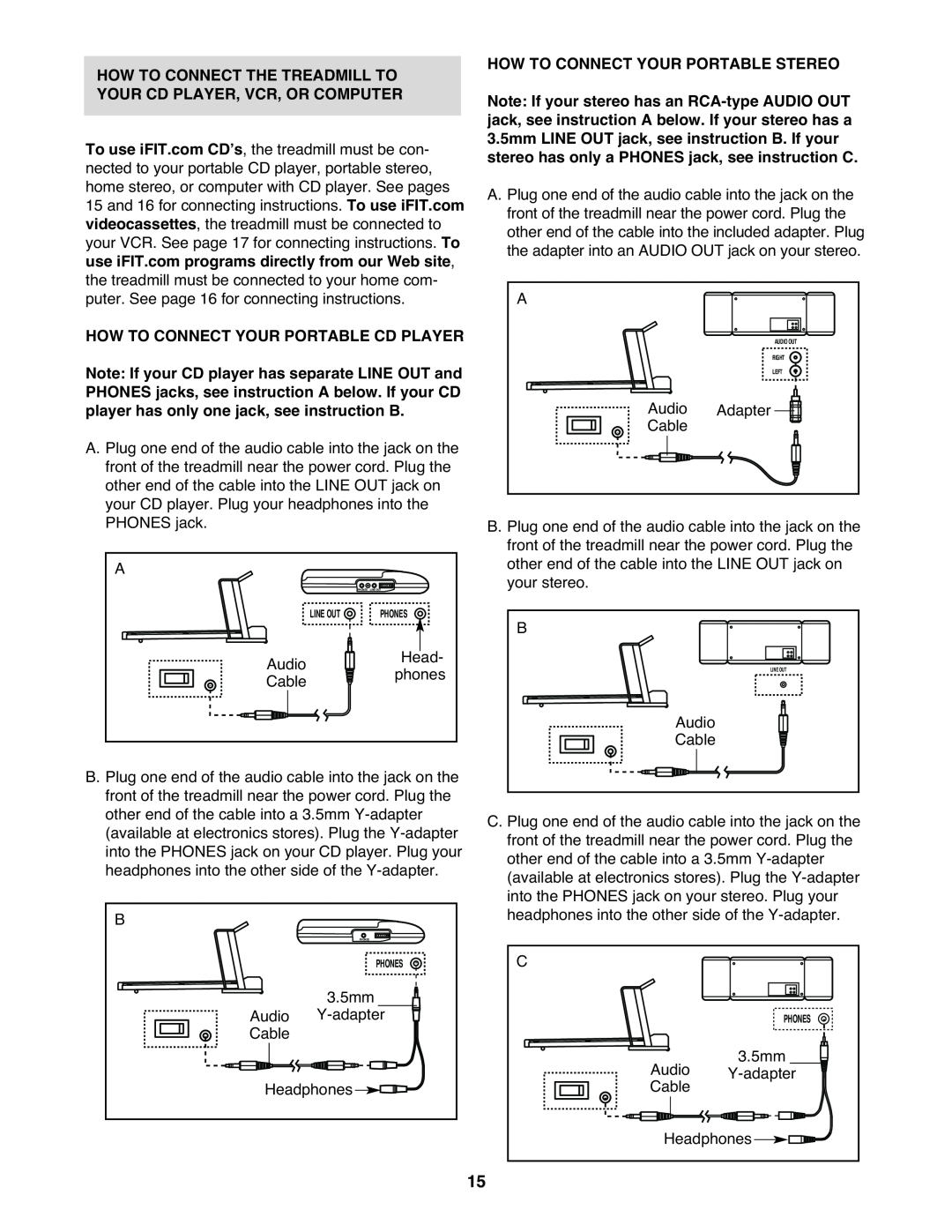 Healthrider HRT12920 How To Connect The Treadmill To Your Cd Player, Vcr, Or Computer, How To Connect Your Portable Stereo 